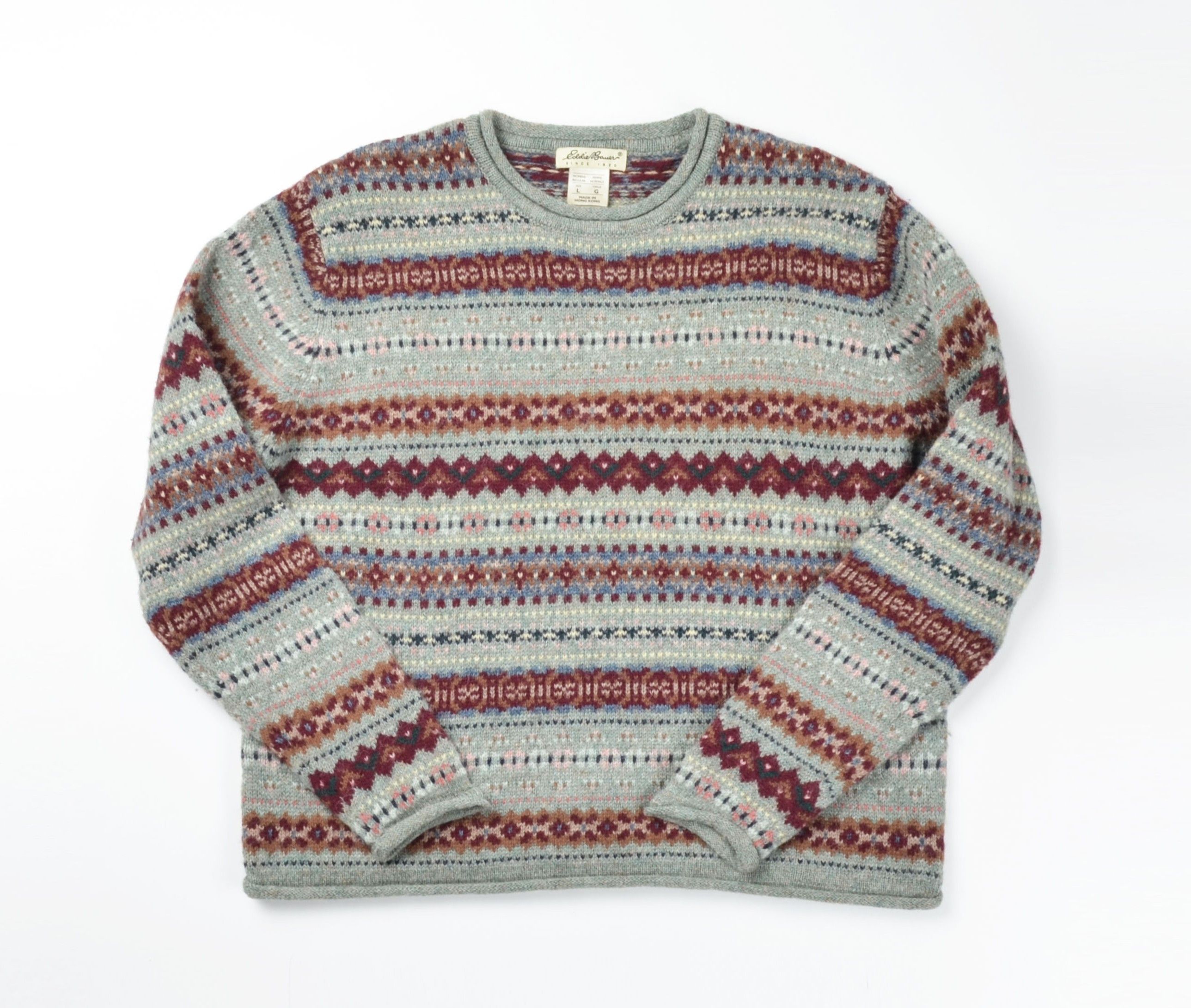 Eddie Bauer Vintage Eddie Bauer 90's Cottagecore Fair Isle Wool Sweater Size L / US 10 / IT 46 - 4 Thumbnail
