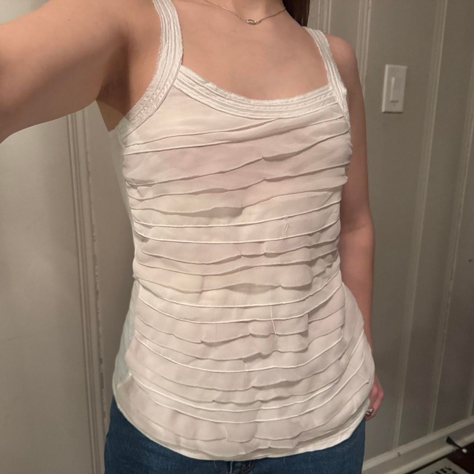 Express Pastel pink mauve and white silk ruffle tank top Size XS / US 0-2 / IT 36-38 - 5 Thumbnail
