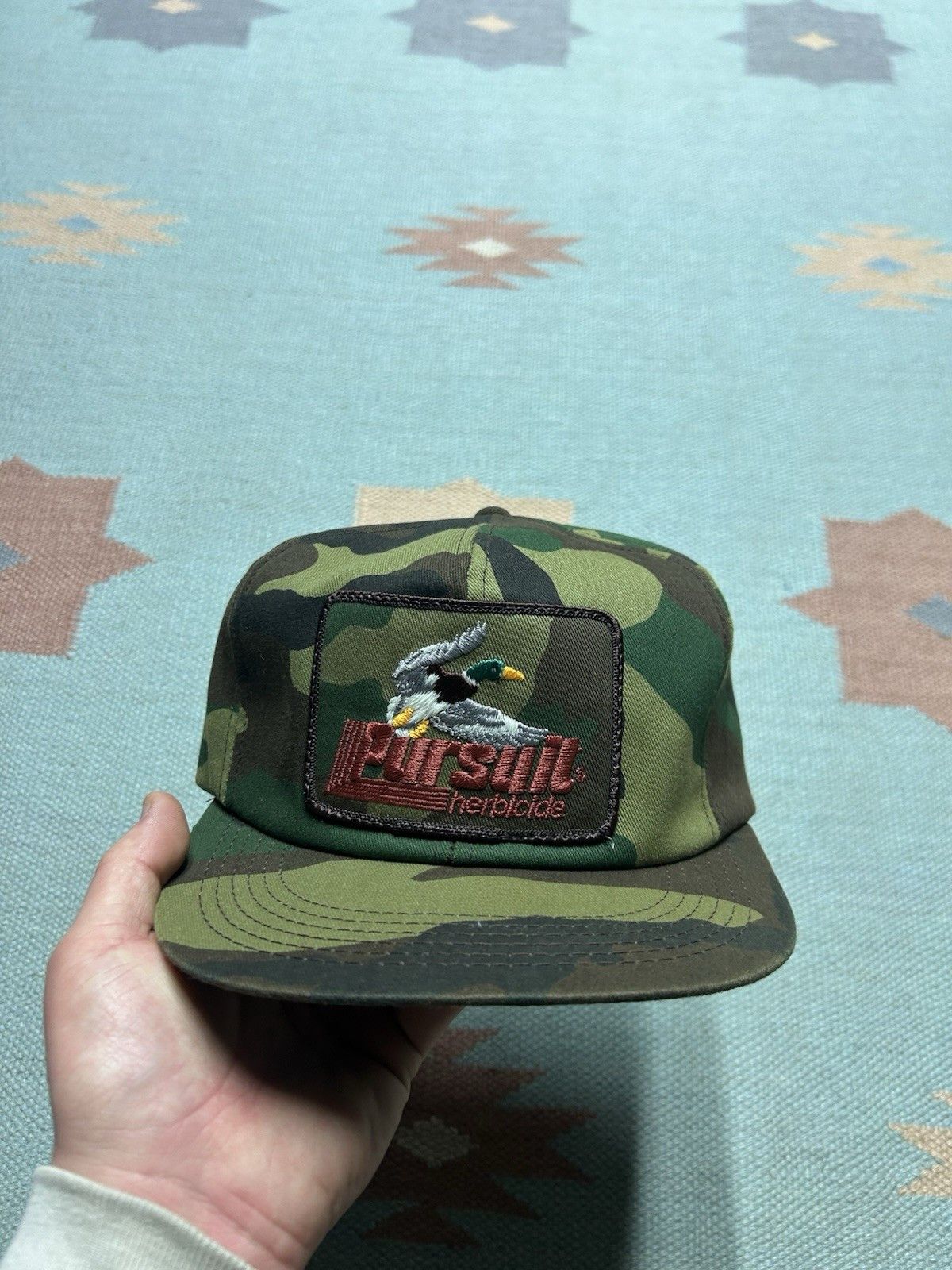 Vintage Vtg k products bran hat camo pursuit herbicide USA duck bird Size ONE SIZE - 2 Thumbnail