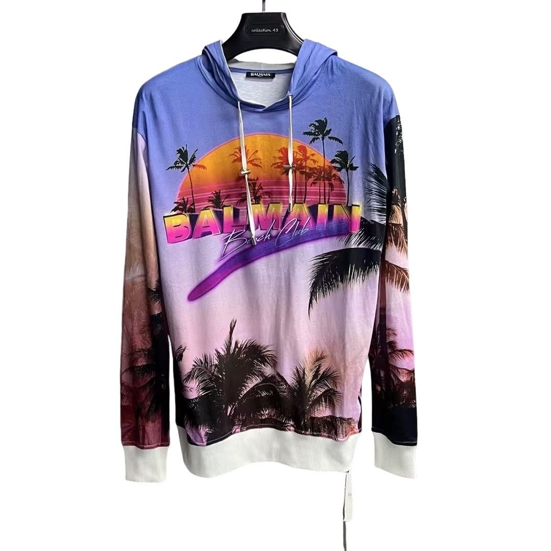 Balmain Balmain Sunset Palm Print Hoodie US XS Size US XS / EU 42 / 0 - 1 Thumbnail
