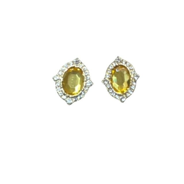 Other Elegant Gold & Yellow Crystal Clip-On Earrings With Rhinesto Size ONE SIZE - 2 Thumbnail