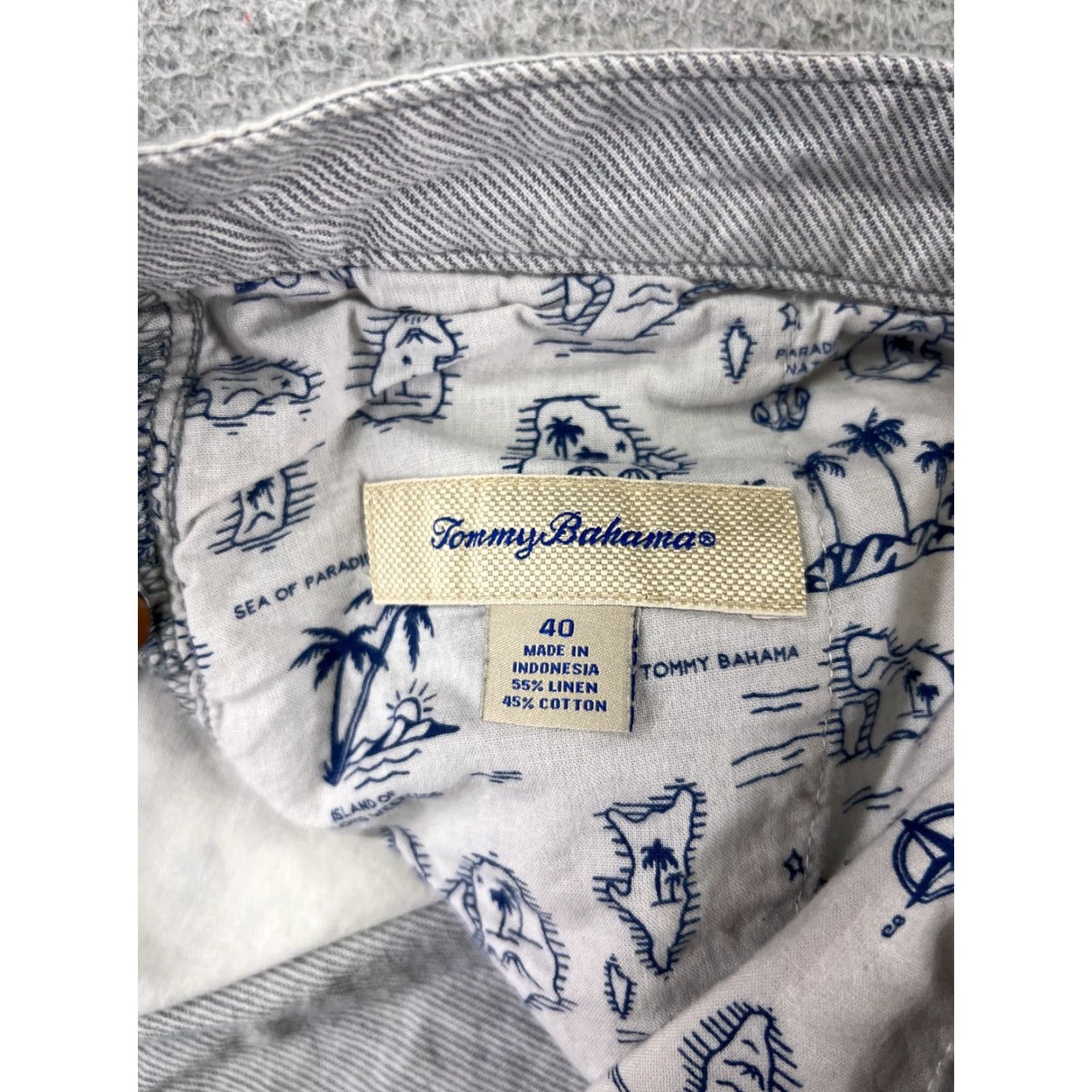 Tommy Bahama Tommy Bahama Shorts Men 40 White Gray Stripe Cotton Linen Blend Beach 40x10 Size US 40 / EU 56 - 7 Thumbnail