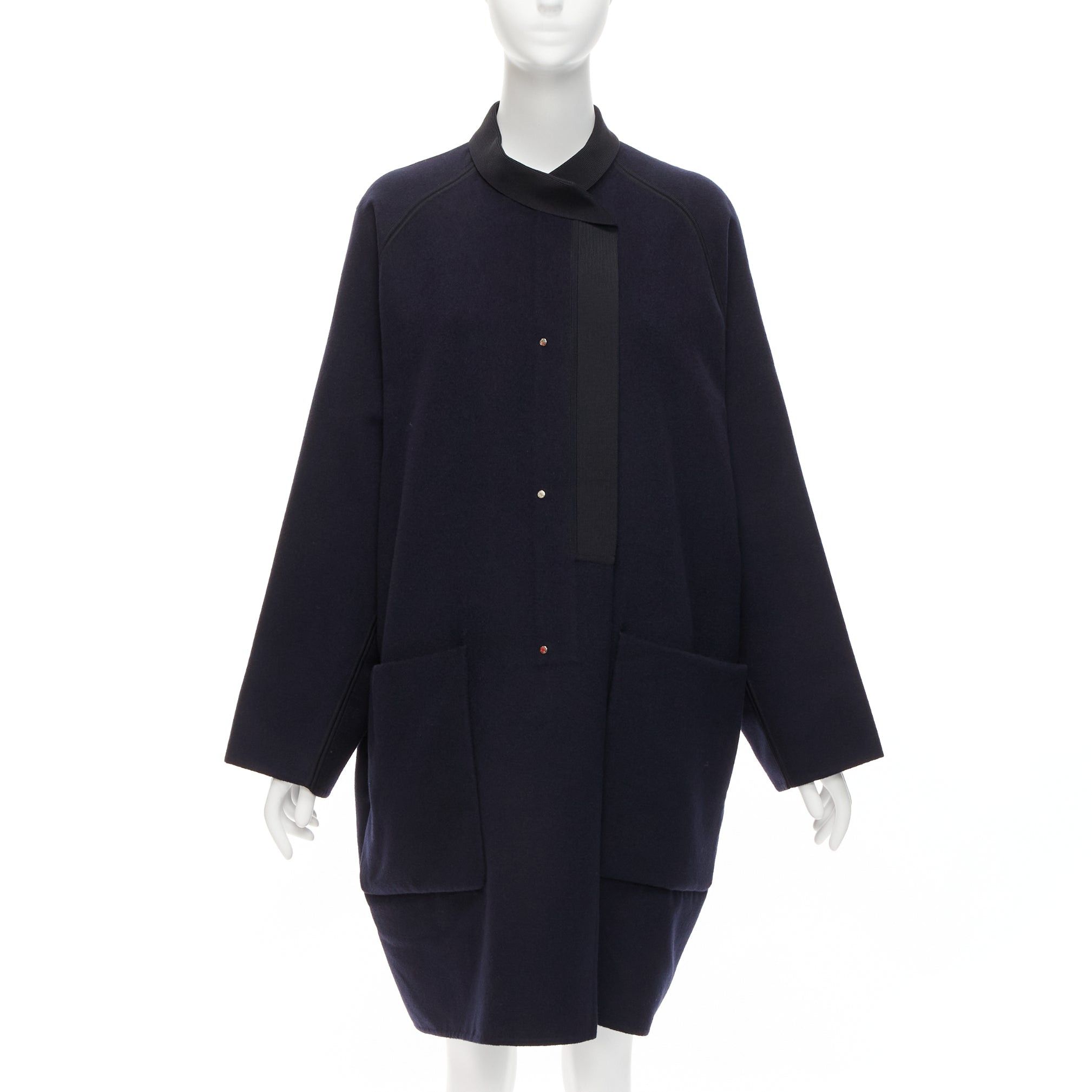 Hermes rare HERMES Martin Margiela navy double faced cashmere oversized cocoon coat FR42 XL Size L / US 10 / IT 46 - 1 Thumbnail