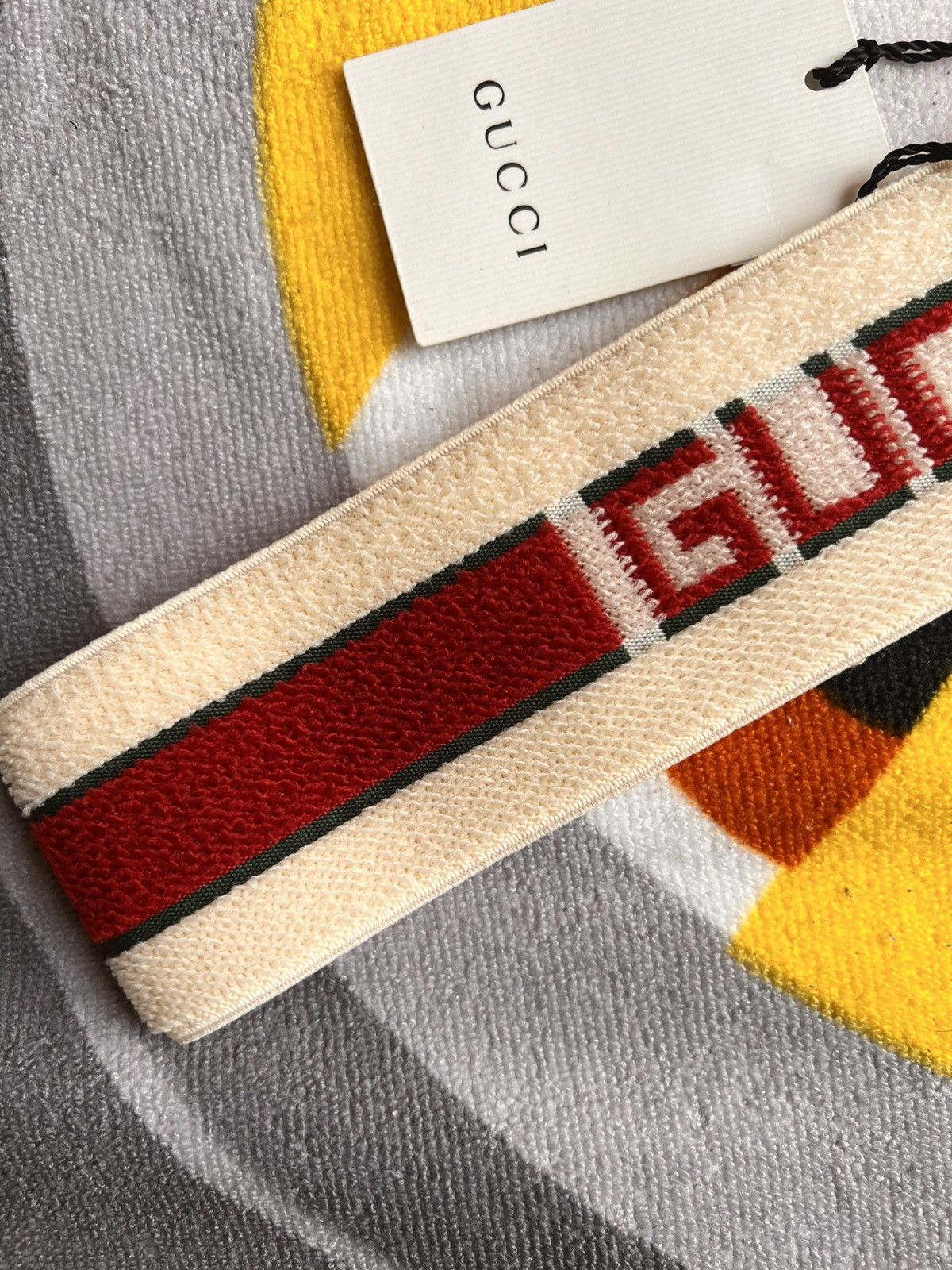 Gucci Gucci Web Stripe Headband Ivory Green Red hat cap logo Size ONE SIZE - 4 Thumbnail