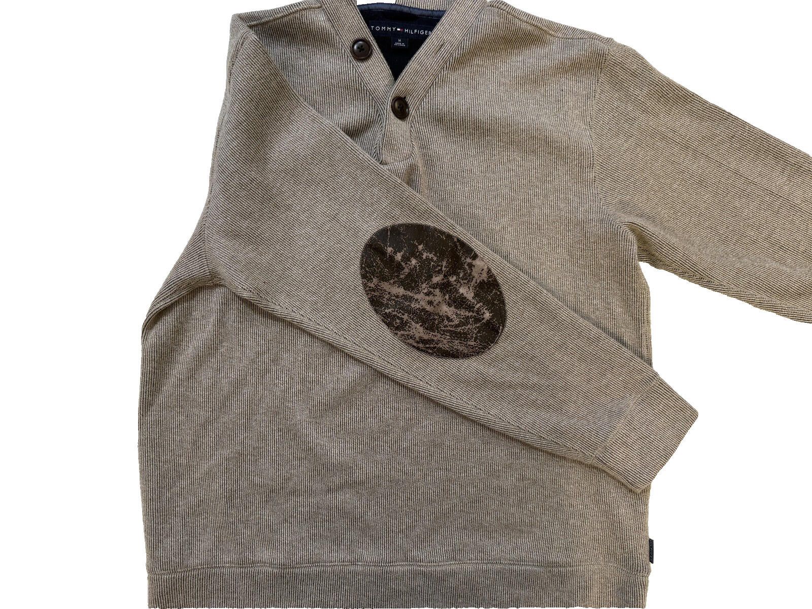 Tommy Hilfiger Vintage Tommy Hilfiger Sweater Men MED Beige Elbow Patch Y2K Size US M / EU 48-50 / 2 - 4 Thumbnail