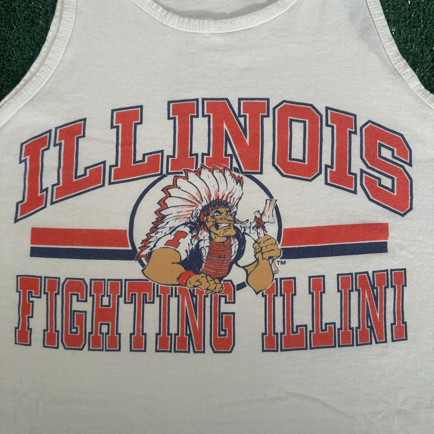 NCAA Vintage 90s University Illinois Tank Top Fighting Illini Tee Size US L / EU 52-54 / 3 - 2 Thumbnail