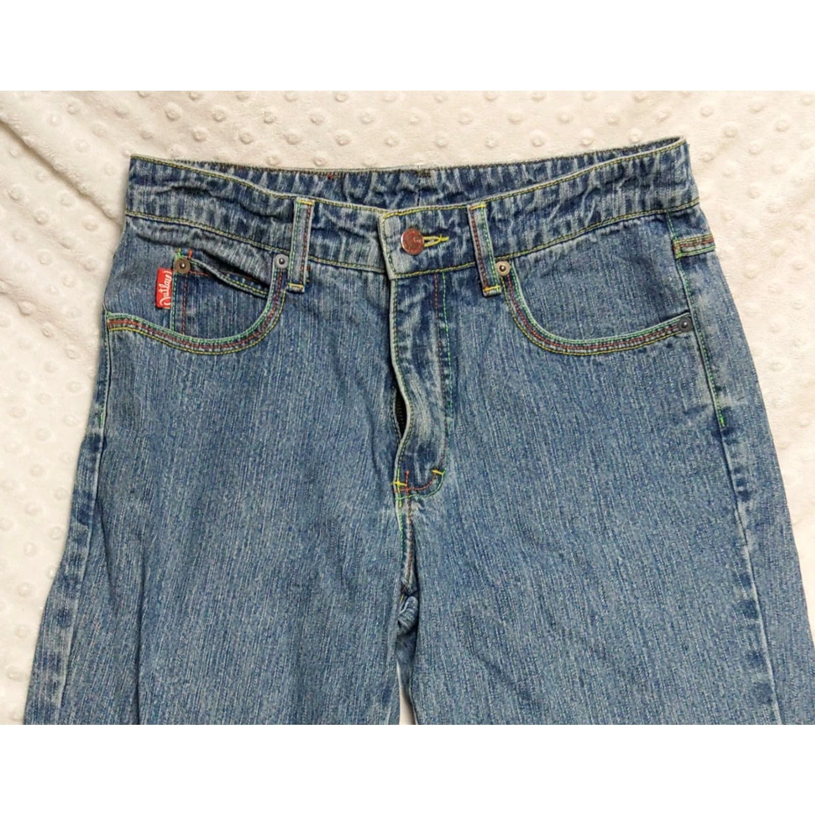 Denime VINTAGE Outlaw Jeans Womens 7 Blue Denim Light Wash 5-Pocket High Rise Regular Fit Jeans Womens Styles 90s Hippie Cowgirl USA Size 27" / US 4 / IT 40 - 6 Thumbnail