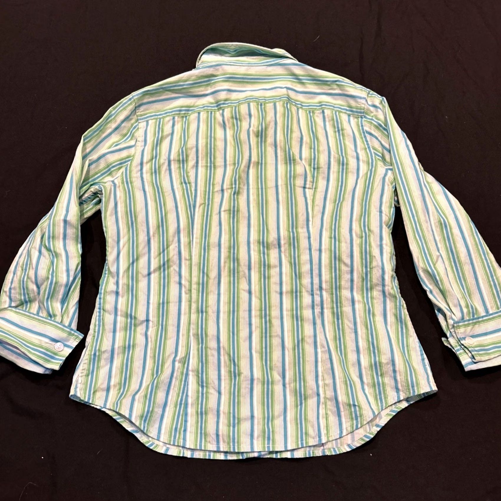Jones New York Jones New York Womans M Striped 100% Cotton Button Up Top Blouse Blue Green A1 Size M / US 6-8 / IT 42-44 - 3 Thumbnail