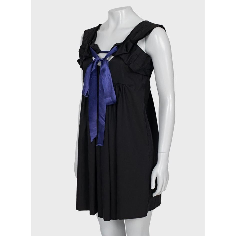 Miu Miu Miu Miu Chic Black Dress with Playful Purple Bow - Size 40/S Size S / US 4 / IT 40 - 2 Thumbnail