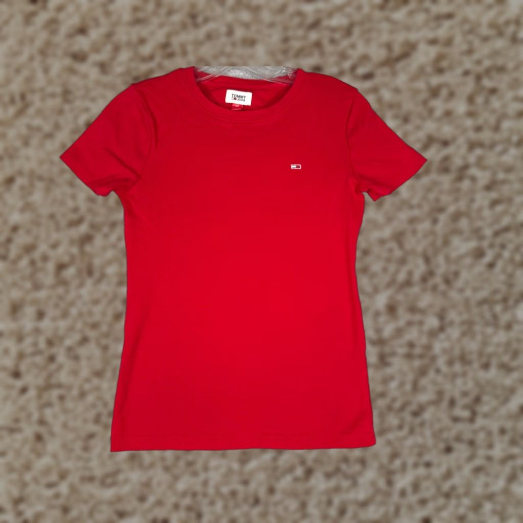 Tommy Hilfiger Tommy Hilfiger Shirt Women Red Short Sleeve Crew Neck 100% Cotton Smal Jeans Size S / US 4 / IT 40 - 1 Thumbnail