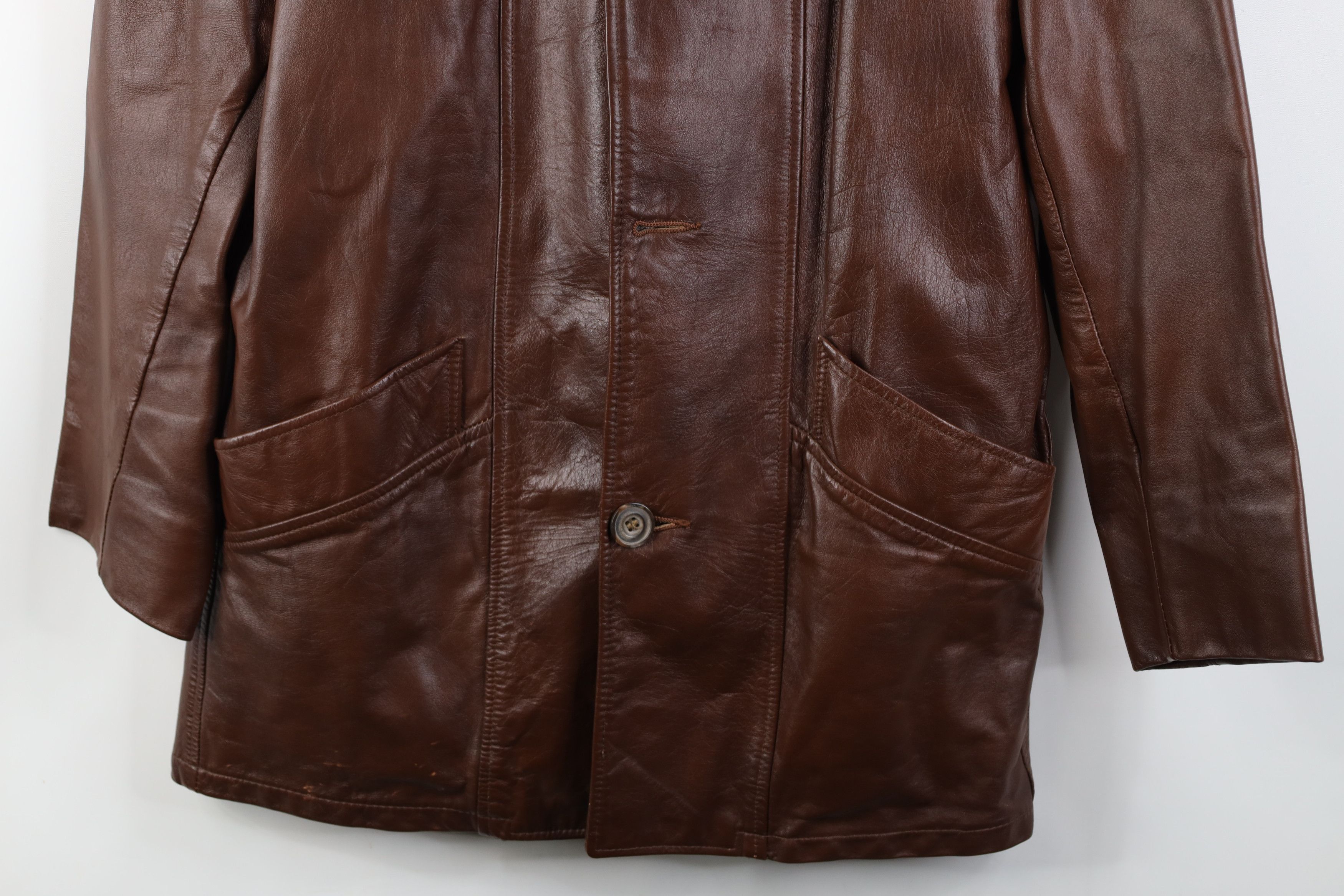 Vintage Vintage 70s Streetwear Full Button Collared Jacket Brown USA Size US L / EU 52-54 / 3 - 3 Thumbnail