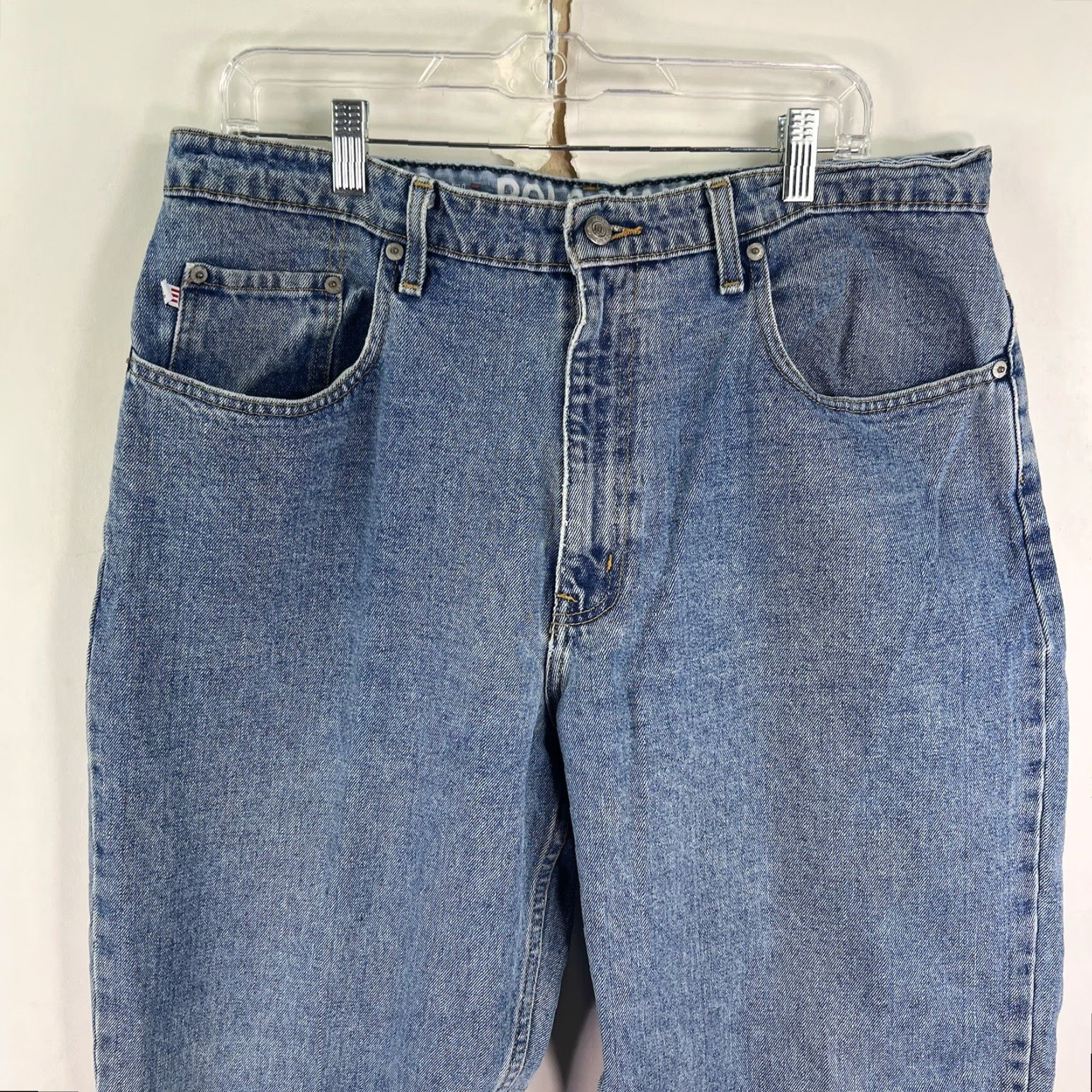 Ralph Lauren VINTAGE Ralph Lauren Polo Jeans Men's 36x30 Denim Straight Fit Blue 90s Logo Cotton Size US M / EU 48-50 / 2 - 2 Thumbnail