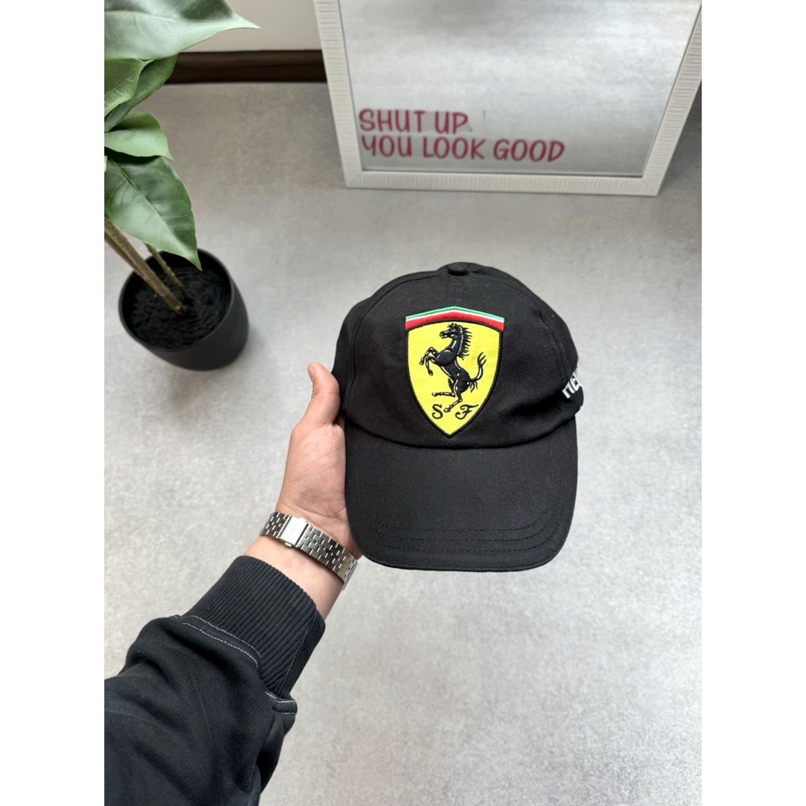 Ferrari VINTAGE Ferrari Big Logo Racing Black Cap Men One Size Size ONE SIZE - 2 Thumbnail