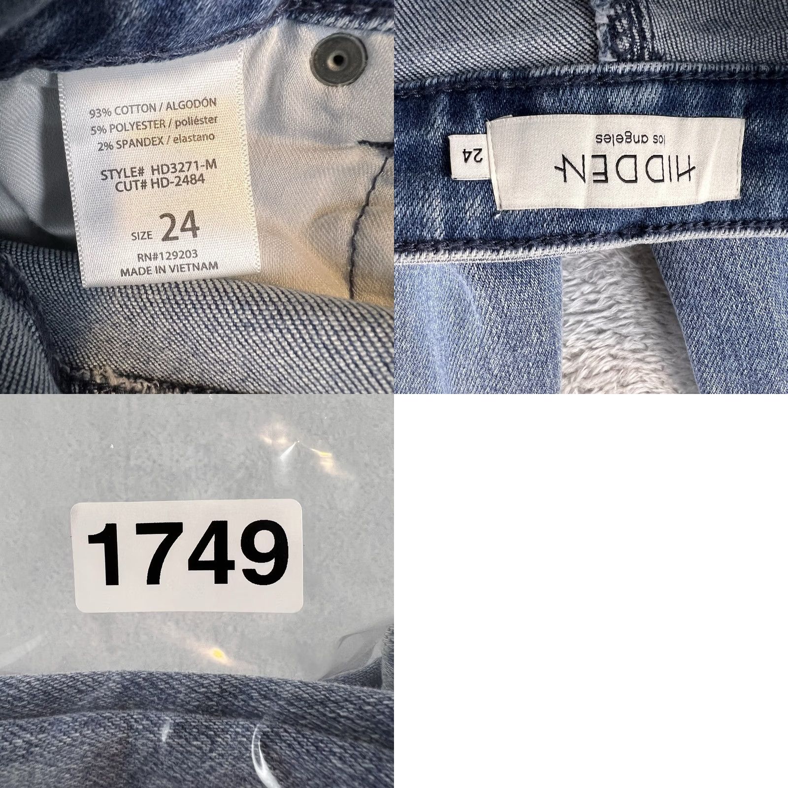Vintage Hidden Jeans Womens 24 High Rise Flare Denim Blue Distressed NWT Boho 31 Inseam Medium Wash Size 42" / US 20 - 8 Thumbnail