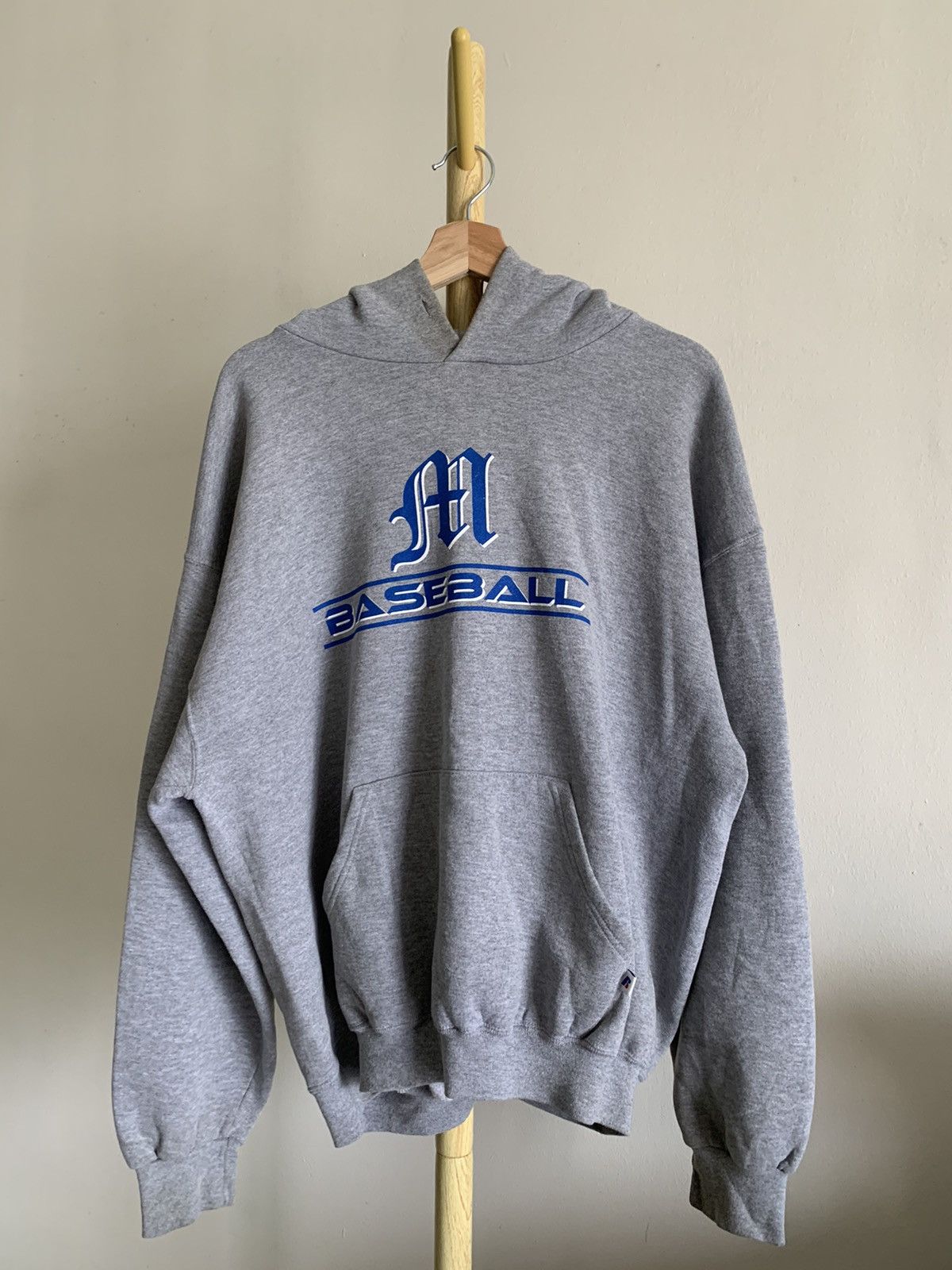 Image of Vintage Russell Athletic Mlb Hoodie in Grey, Men's (Size XL)