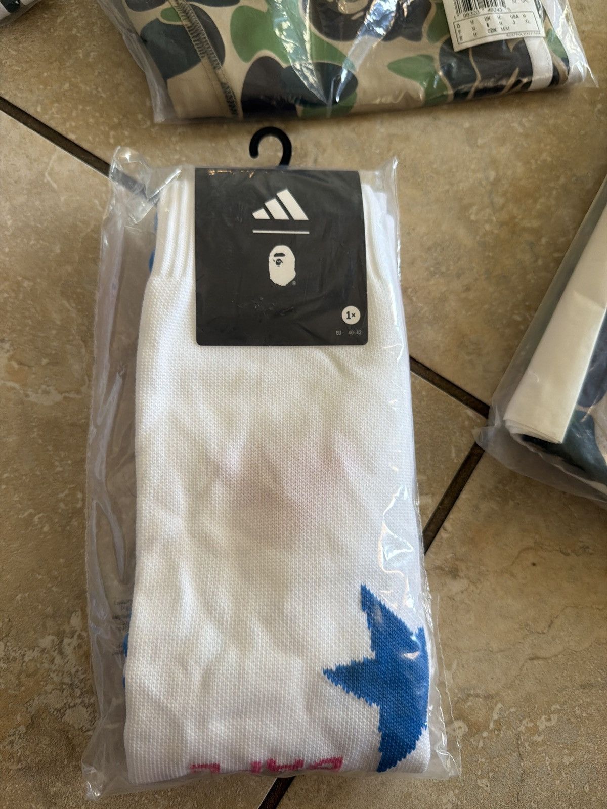 Adidas × Bape Adidas bape football socks white medium 40-42 Size ONE SIZE - 2 Thumbnail