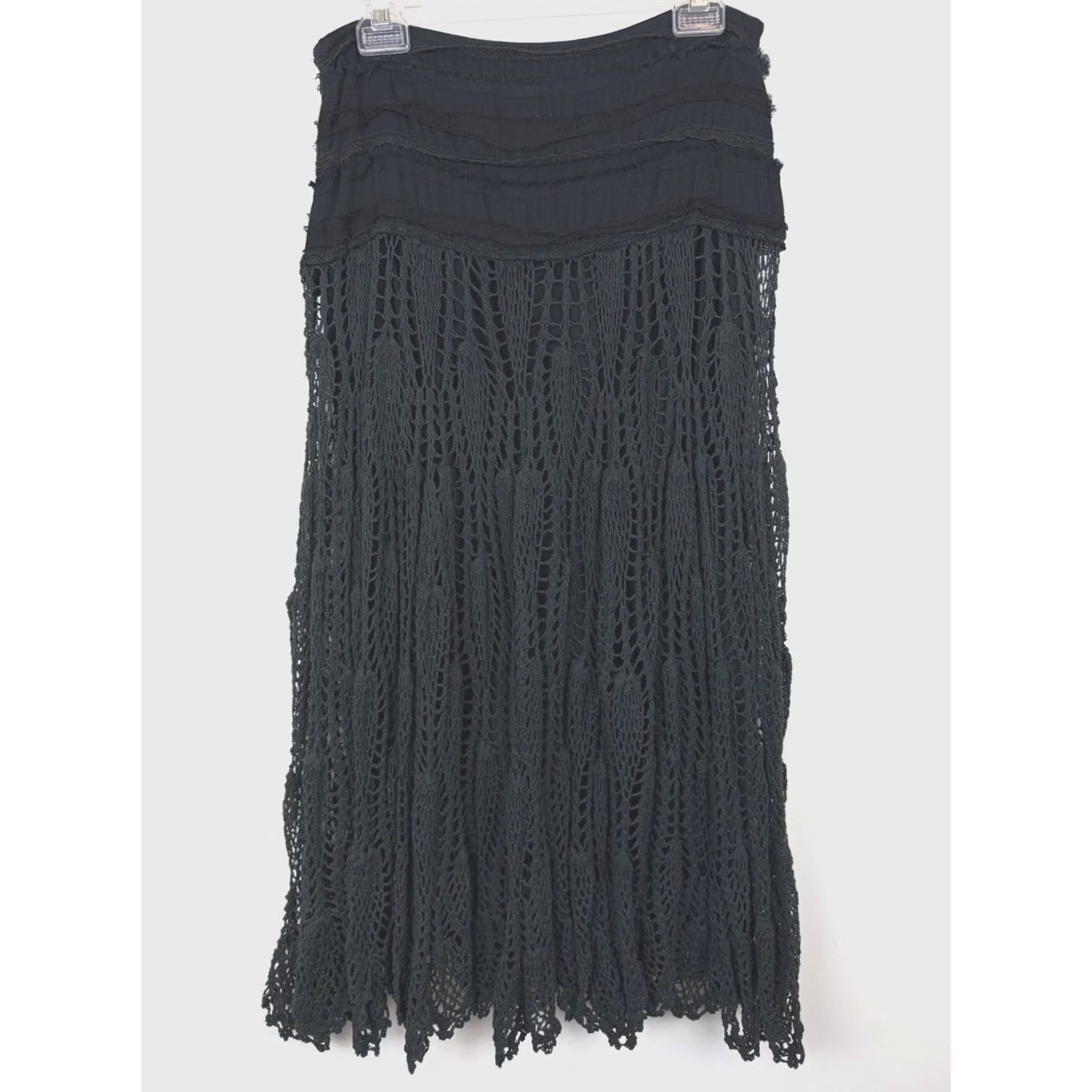 Vintage DIMRI Skirt Womens M Black Crochet Bohemian Hippie Festival Boho Short Casual Summer Spring Women Size 32" / US 10 / IT 46 - 5 Thumbnail