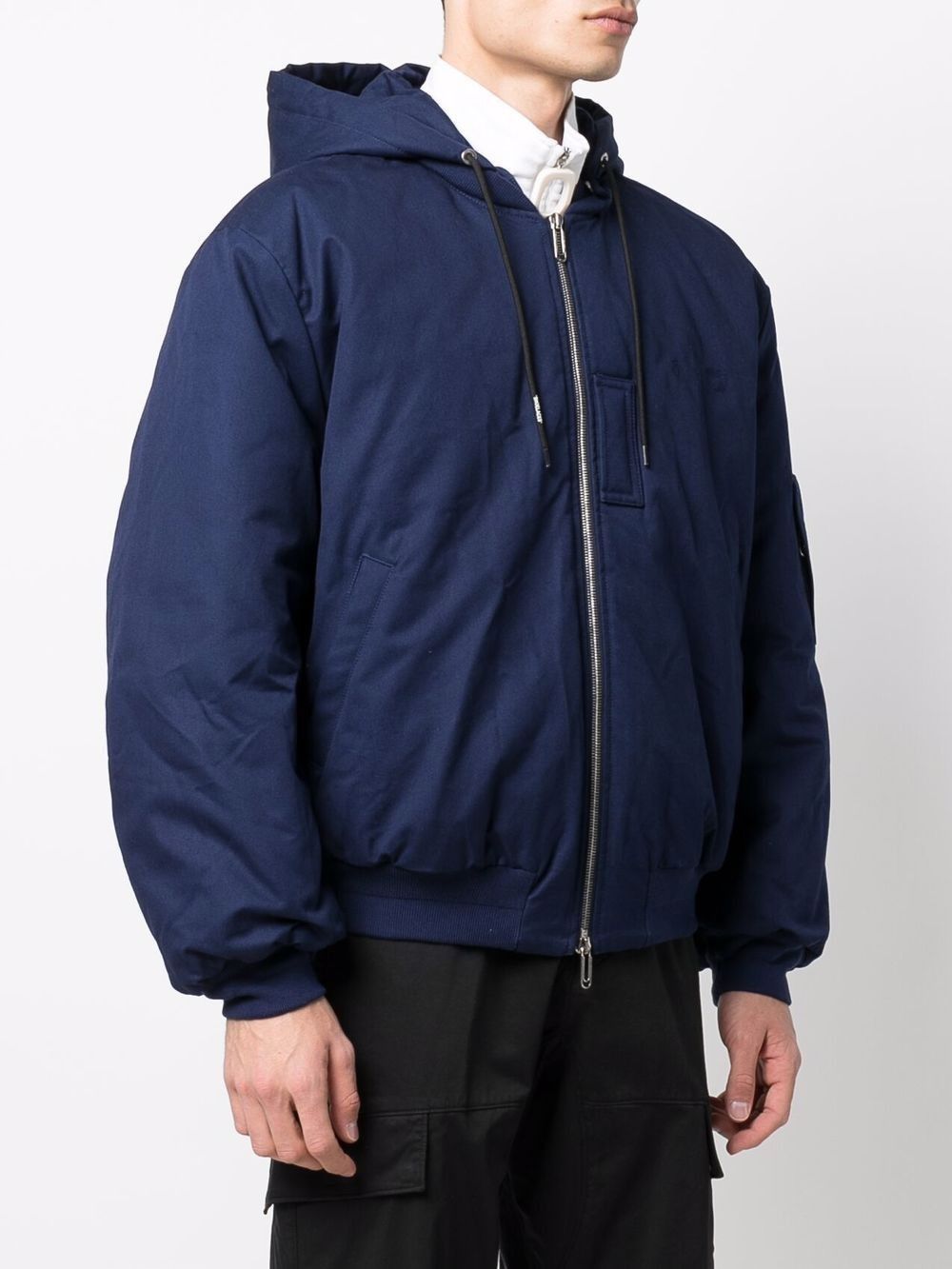 Off-White o1y0225 Bomber Hooded Jacket in Navy Blue Size US M / EU 48-50 / 2 - 3 Thumbnail