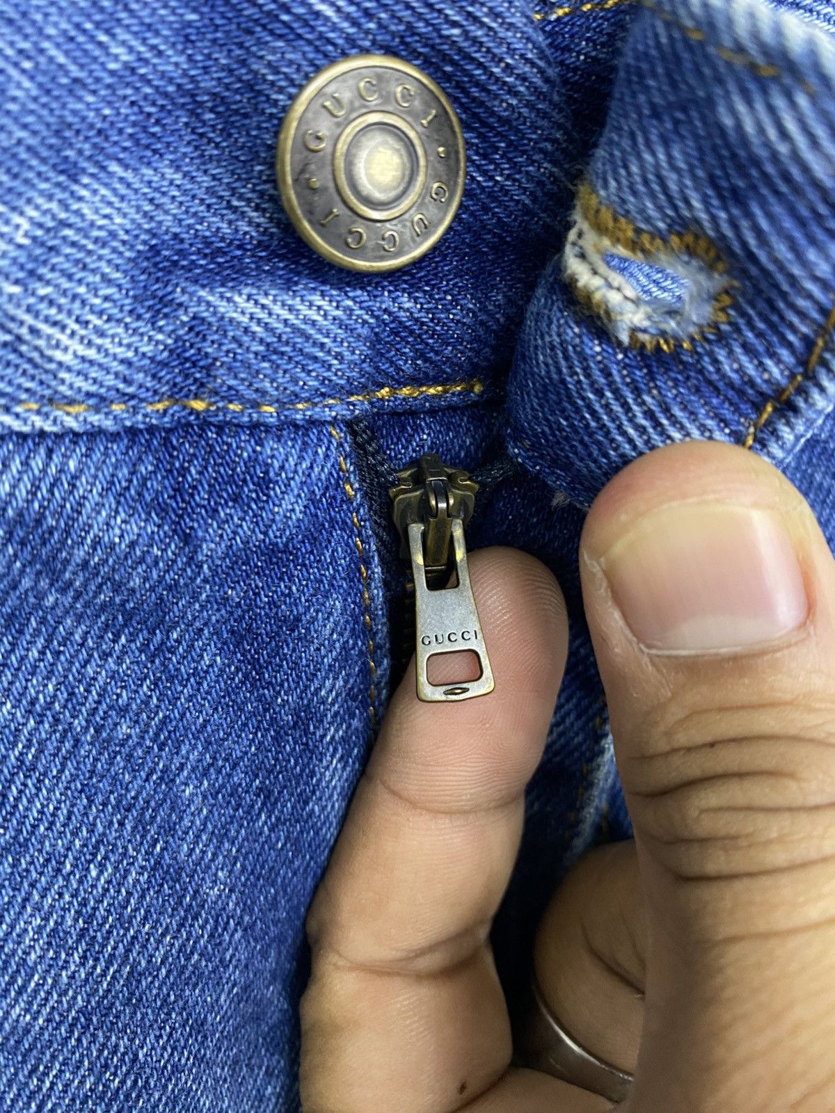 Gucci VINTAGE GUCCI COTTON BLUE JEANS GG WEB PATCH🔥 Size US 32 / EU 48 - 6 Thumbnail