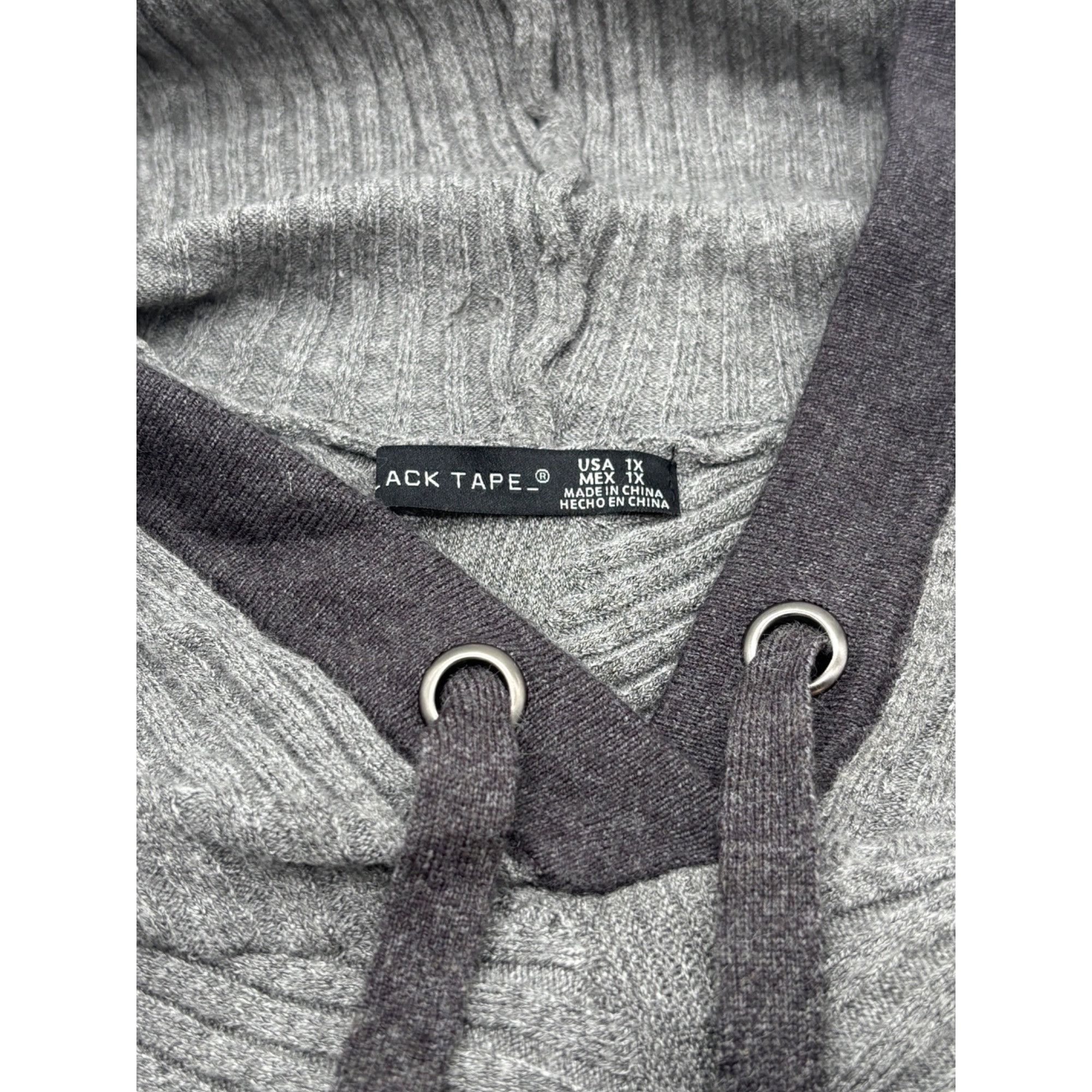 Other Black Tape Women's Plus Size Ribbed Hooded Sweater, Gray Cha Size ONE SIZE - 5 Thumbnail