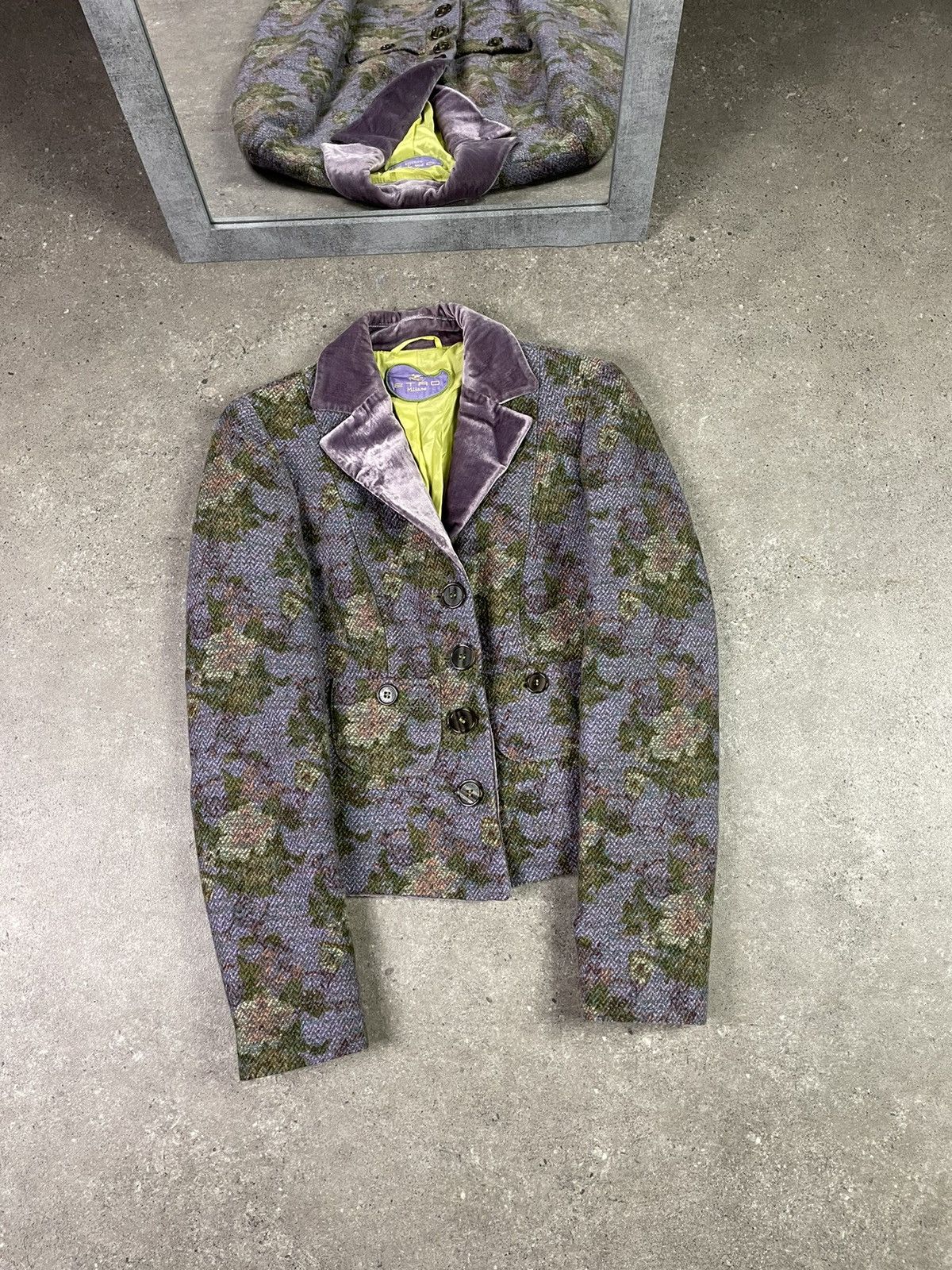 Etro Vintage Etro Floral Blazer Jacket Cropped Slim Button Up Size S / US 4 / IT 40 - 1 Thumbnail