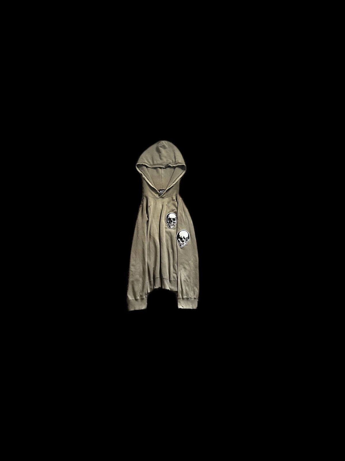 image of Archival Clothing x Number N Ine Ss04 Number (N)Ine Double Skull Hoodie in Green/Brown (Size Large)