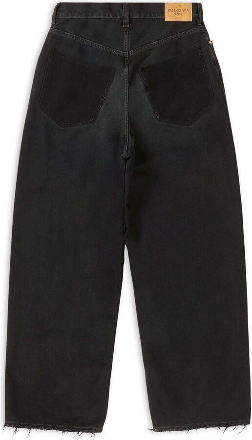 Balenciaga o1in1g1024 Unisex Patched Pockets Baggy Jeans in Black Size 27" / US 4 / IT 40 - 5 Thumbnail