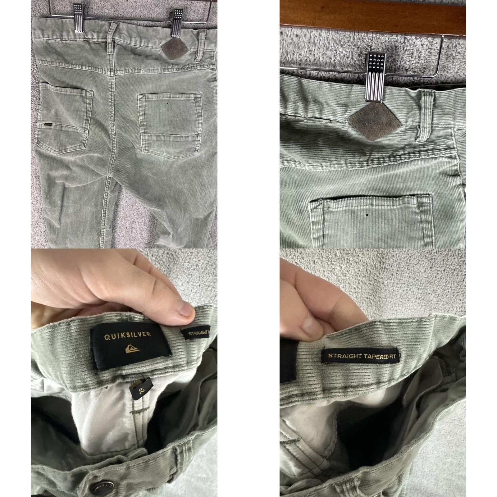 Quiksilver Quiksilver Pants Mens 29 Green Corduroy Straight Tapered Five-Pocket Casual Slim Fit 30in Inseam Mens Size US 29 - 9 Thumbnail