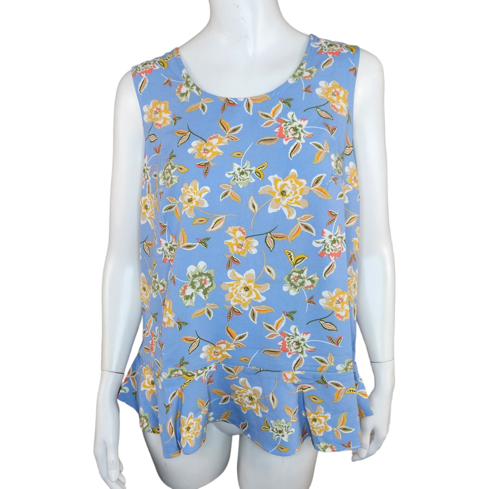 Denim & Co. Denim & Co Sleeveless Tank Top Blue Floral X-Small NWOT Size XS / US 0-2 / IT 36-38 - 1 Thumbnail