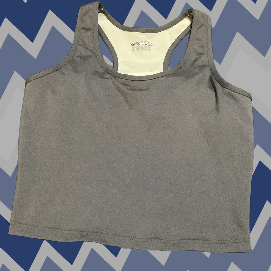 Reebok VINTAGE Reebok Tank Woman XL Gray Slim Cropped Racerback Hydromove Activewear Size XL / US 12-14 / IT 48-50 - 1 Thumbnail