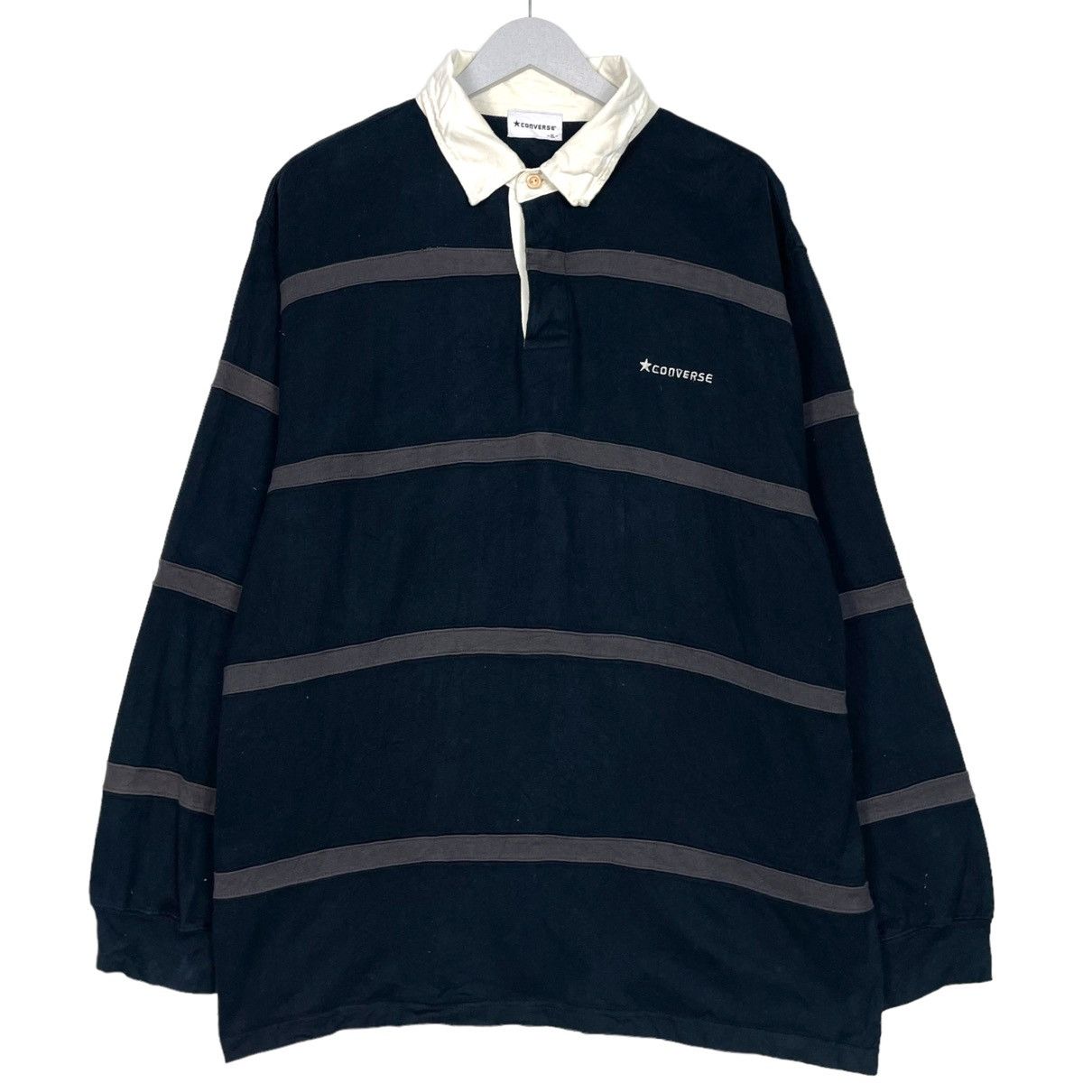 Japanese Brand × Vintage 💥90s CONVERSE VINTAGE POLO STRIPED LONGSLEEVE SHIRT Size US XL / EU 56 / 4 - 1 Thumbnail