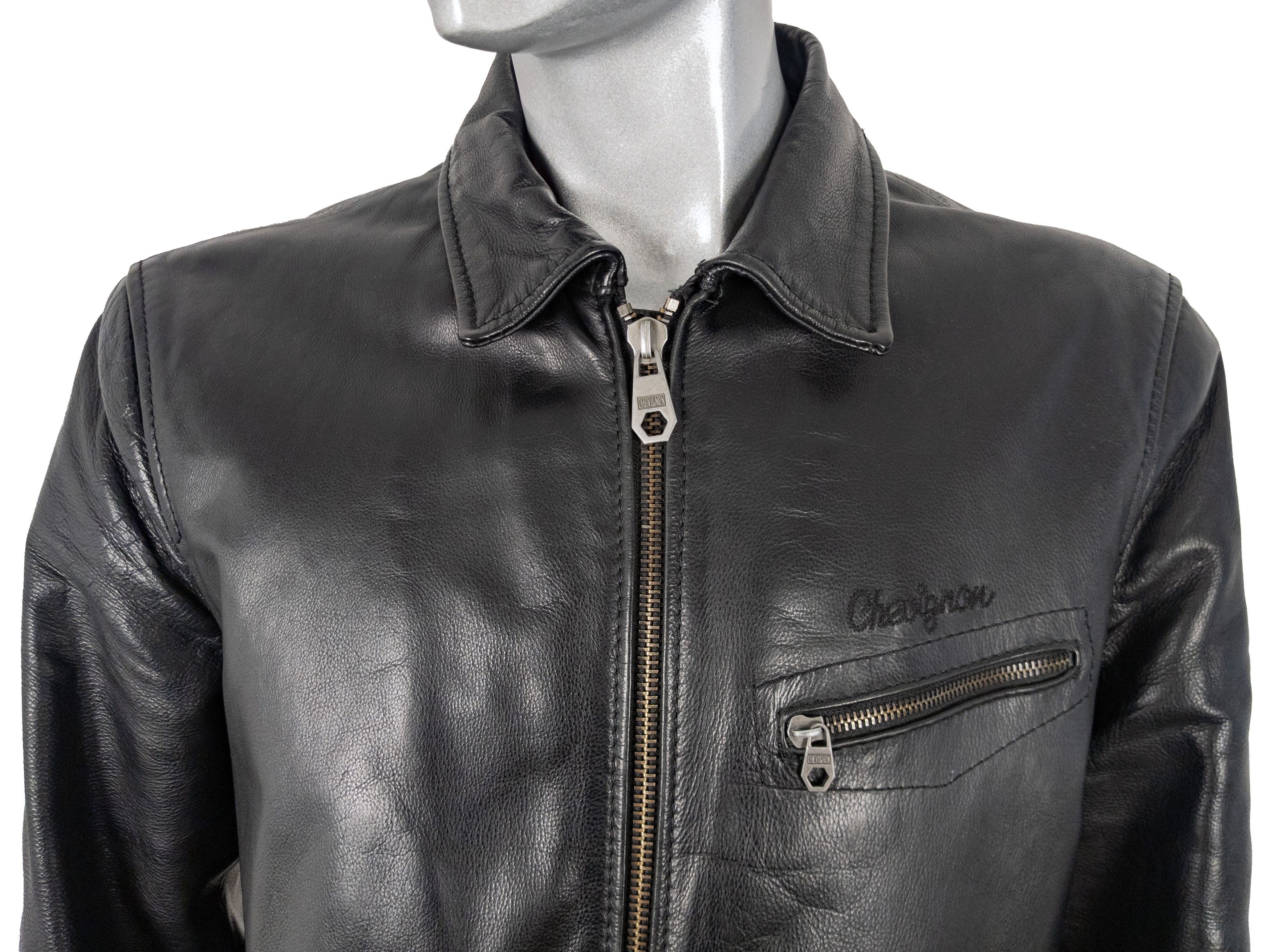Chevignon Vintage Chevignon mens black leather jacket, Pilot size L Size US L / EU 52-54 / 3 - 8 Thumbnail