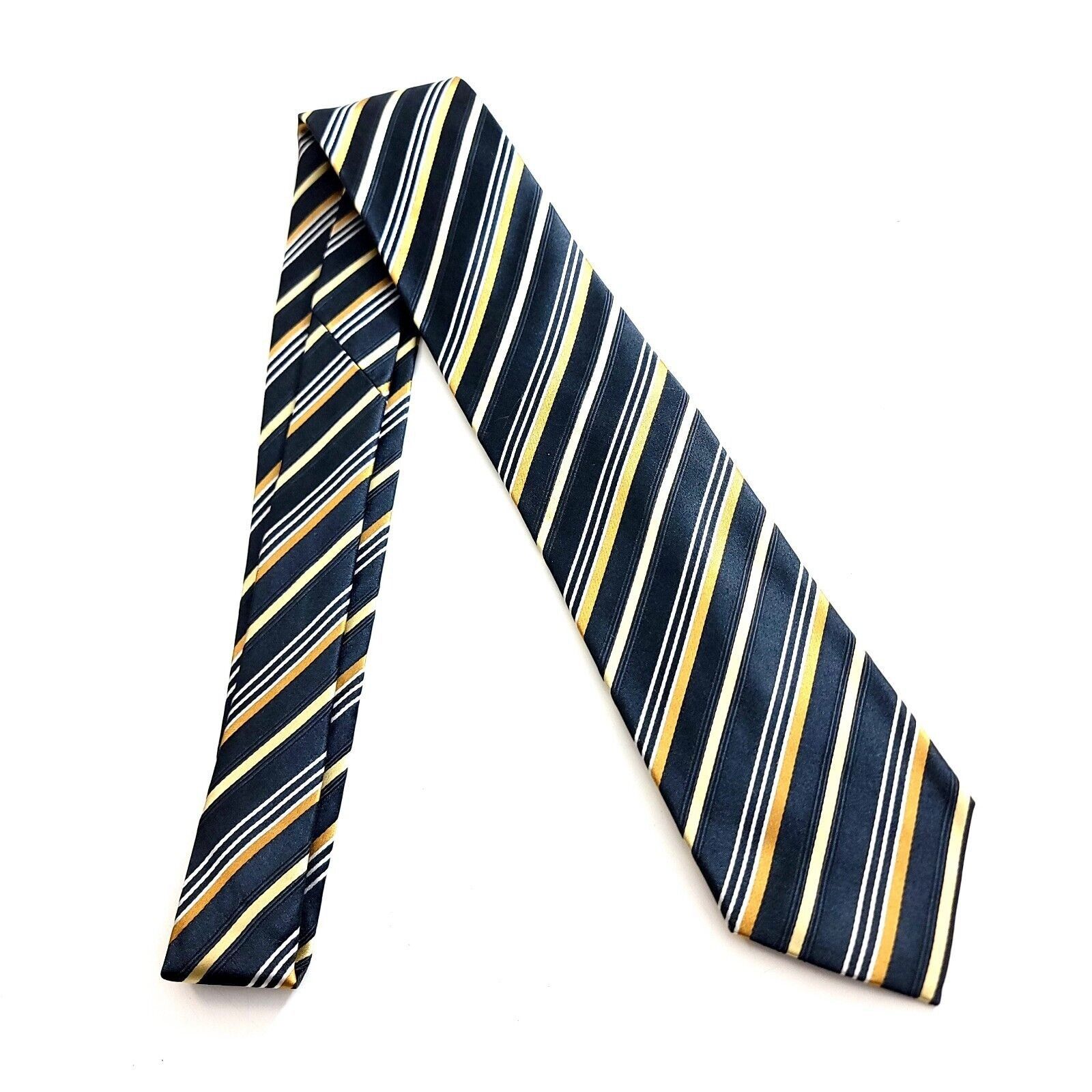 Other Geoffrey Beene Black Gold Striped Woven Silk Tie Size ONE SIZE - 6 Thumbnail