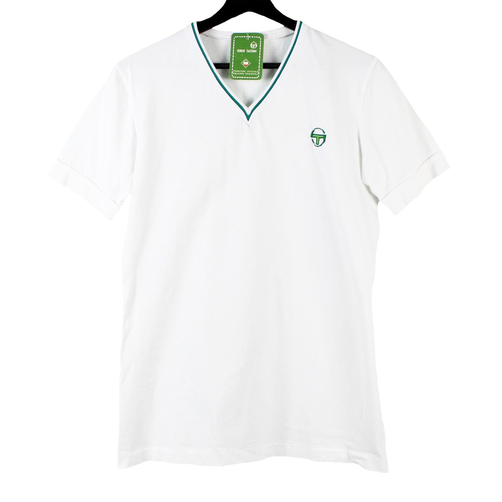 80s vintage Sergio Tacchini T-shirt V-neck cotton tennis OG