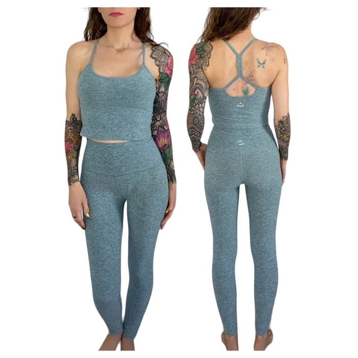 Beyond Yoga Beyond Yoga Green Slim Racerback Cami Leggings Matching Set
