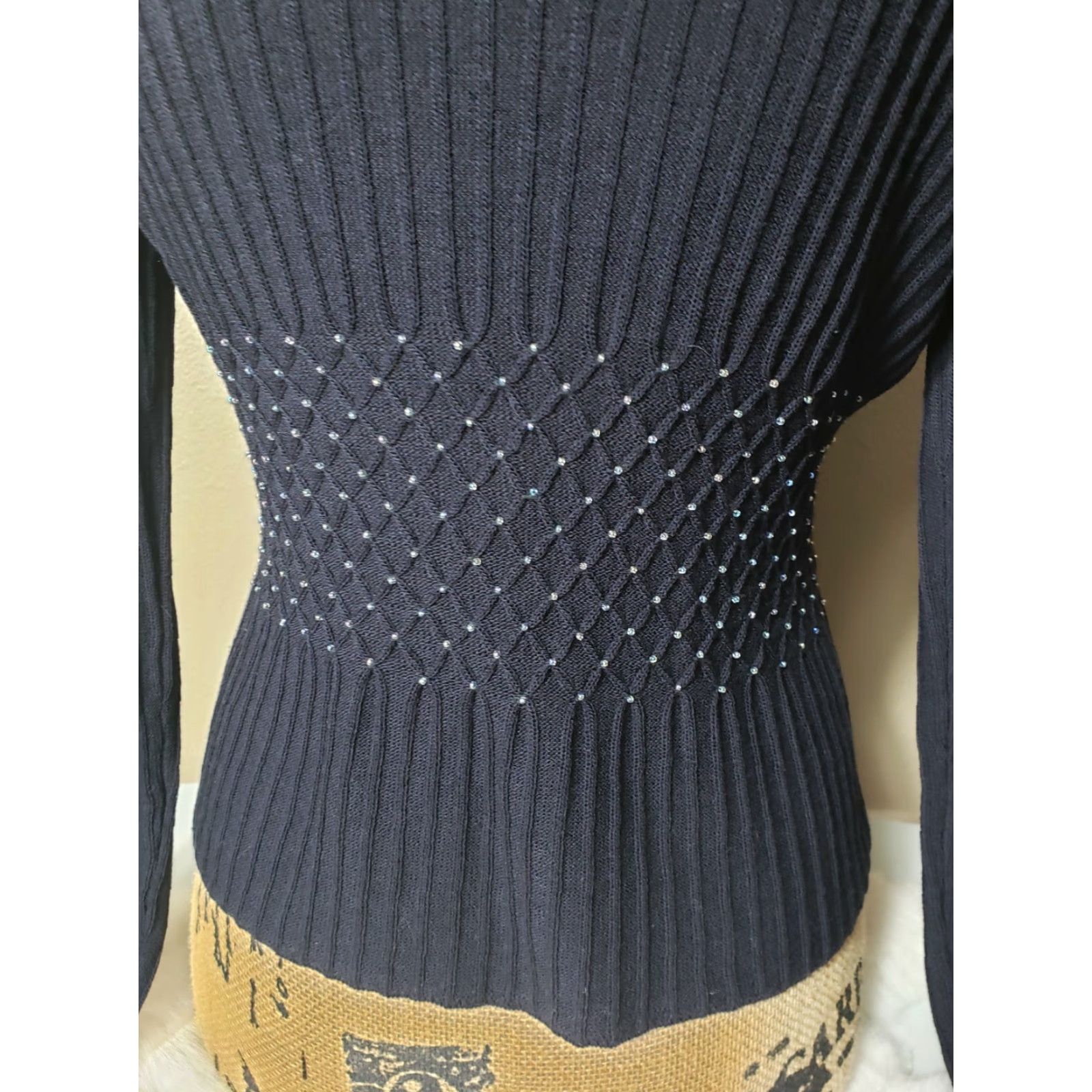 Vintage VINTAGE A.S.A.P Wool Beaded Ribbed Turtleneck Sweater-Size L Shirt Adult Large Black Beaded Ribbed Turtleneck Sweater 90s Mens Size L / US 10 / IT 46 - 4 Thumbnail