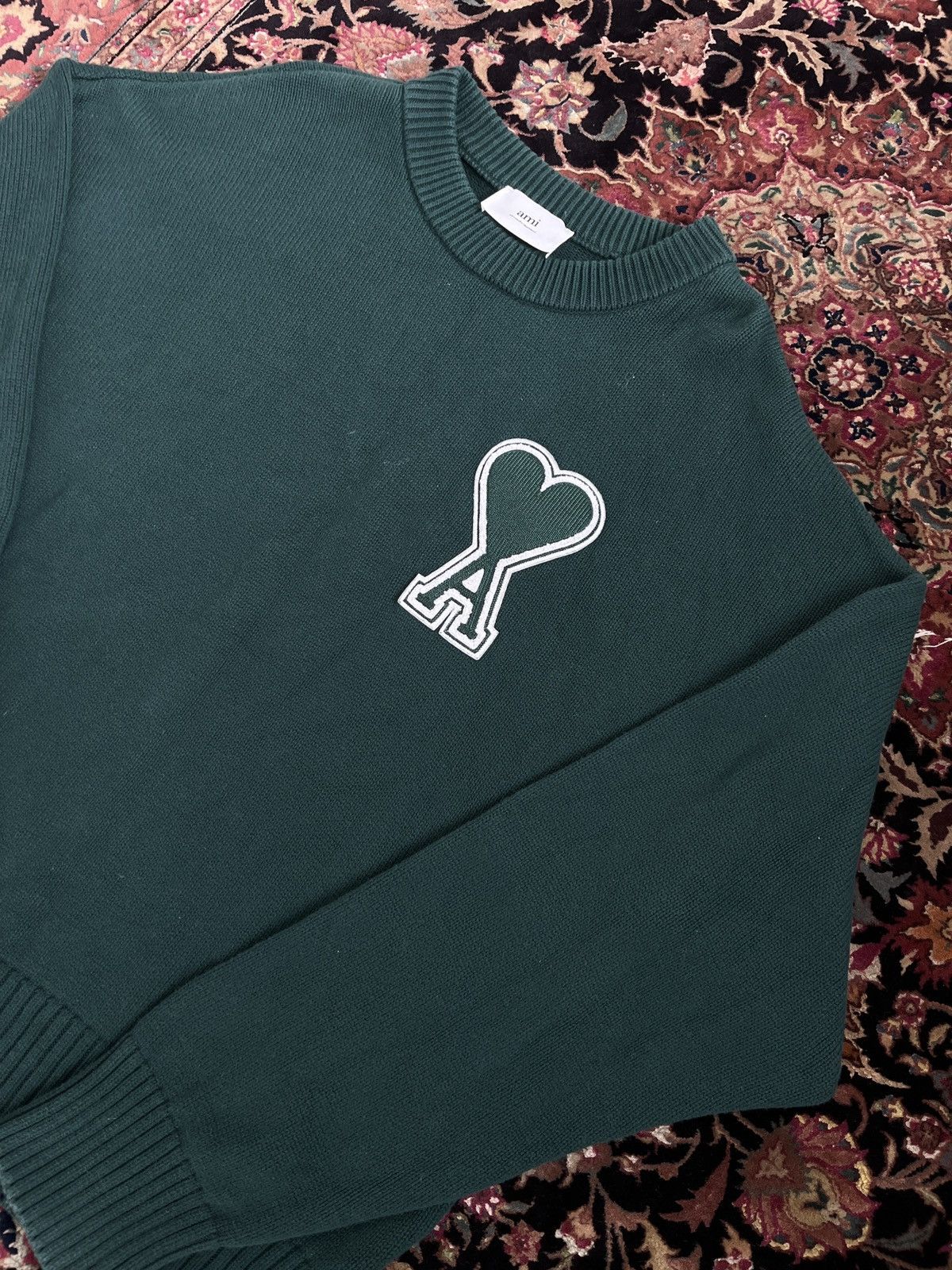 AMI AMI Paris SSENSE Exclusive Green Cotton Sweater Size L Size US L / EU 52-54 / 3 - 2 Thumbnail