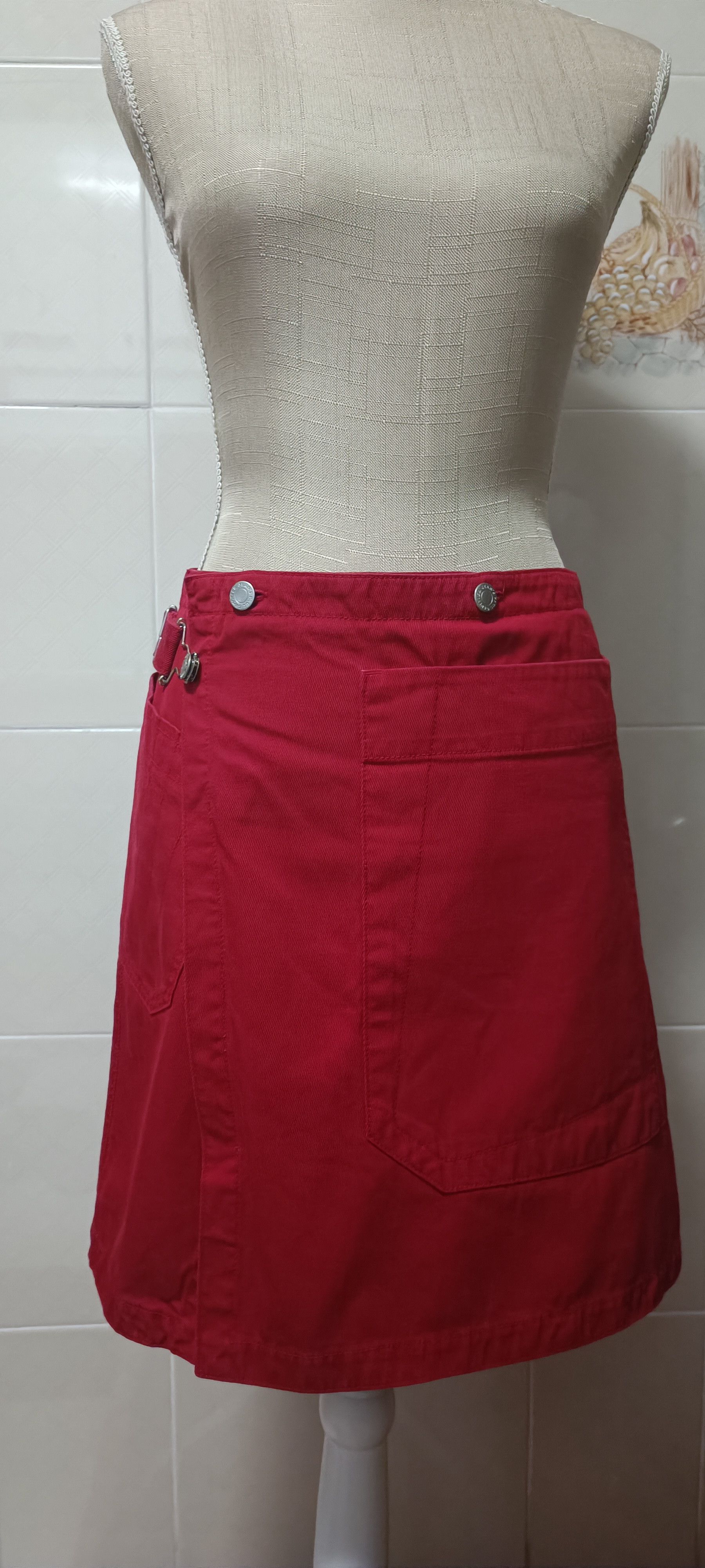 Jean Paul Gaultier 2000's - Asymmetric mini skirt in red denim Size 27" / US 4 / IT 40 - 1 Thumbnail