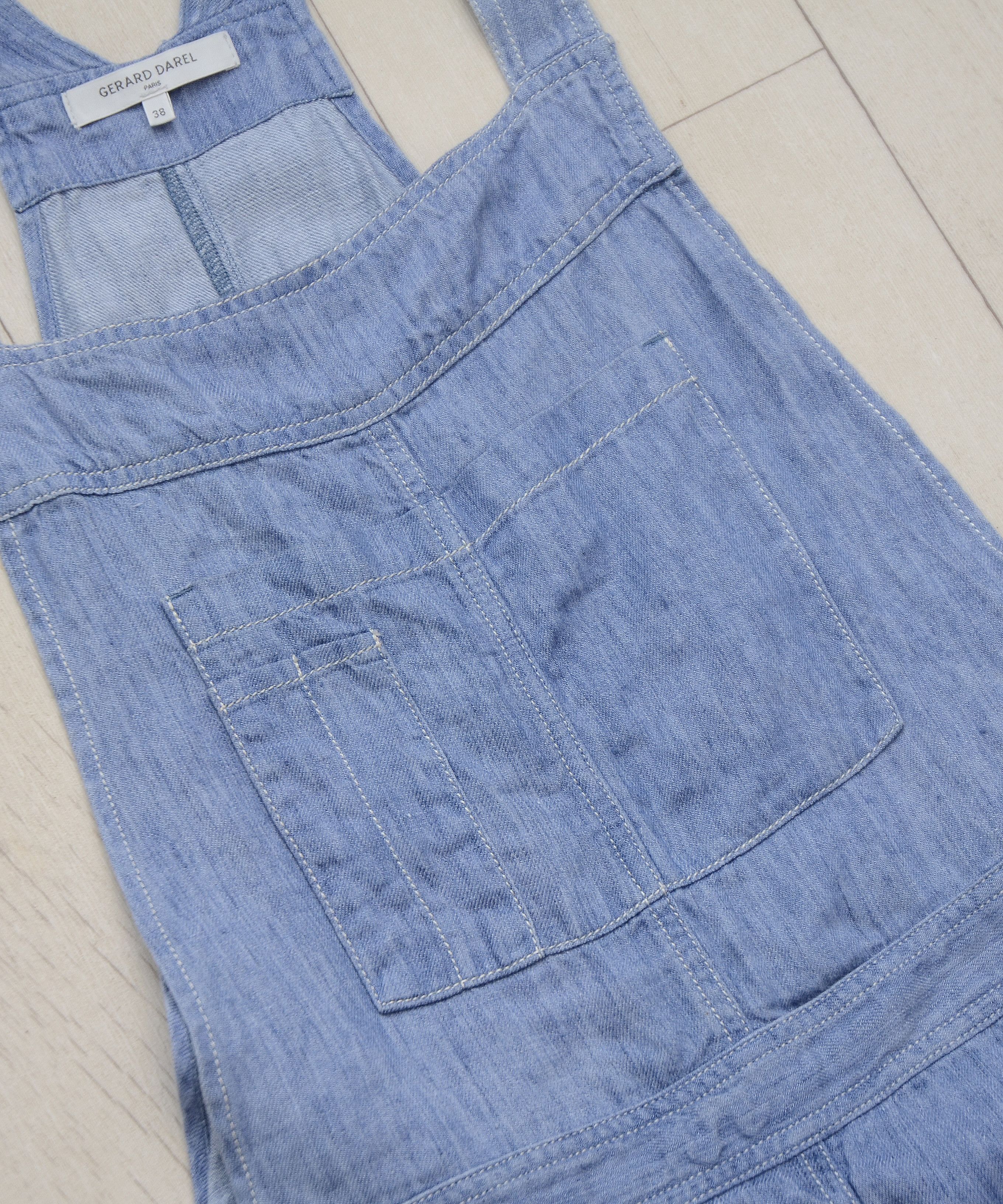 Designer × Gerard Darel Gerard Darel Paris Denim Cropped Jumpsuit Linen Overall Size 26" / US 2 / IT 38 - 5 Thumbnail