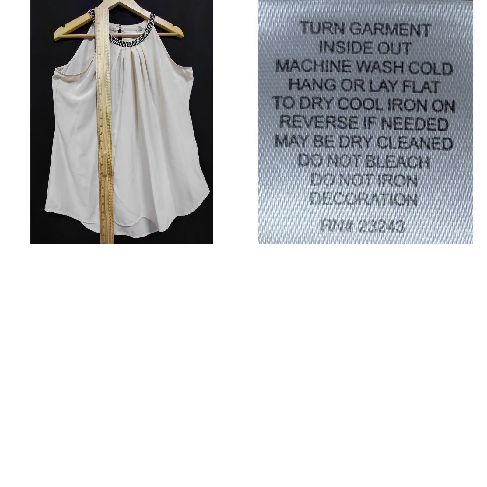 Vintage New York & Company Beaded Halter Top Beige Solid Sleeveless Women M Size M / US 6-8 / IT 42-44 - 8 Thumbnail