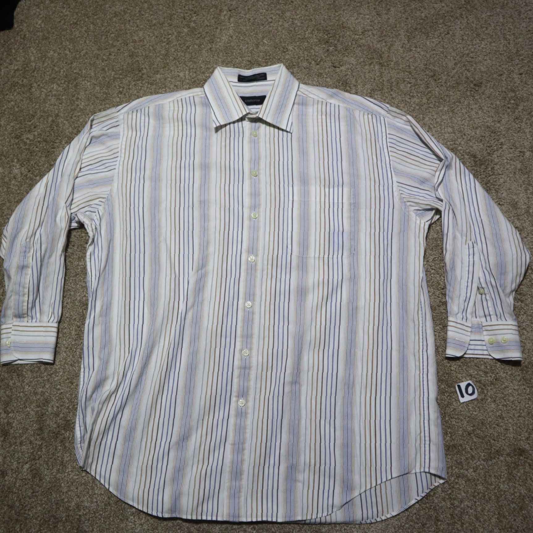 Liz Claiborne CLAIBORNE Shirt Adult XL Multicolor Striped Button-Up Short Sleeve Mens Size US XL / EU 56 / 4 - 2 Thumbnail