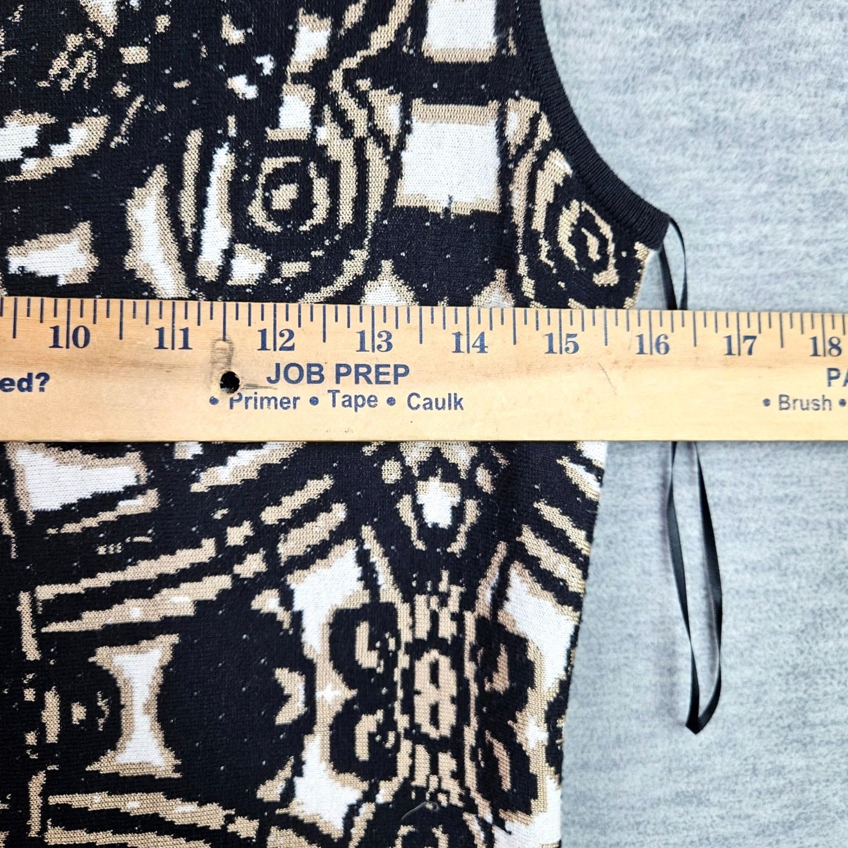 NIC+ZOE NIC+ZOE Black Cream Abstract Fit Flare Dress Knitted Modern Chic Size M Size M / US 6-8 / IT 42-44 - 6 Thumbnail