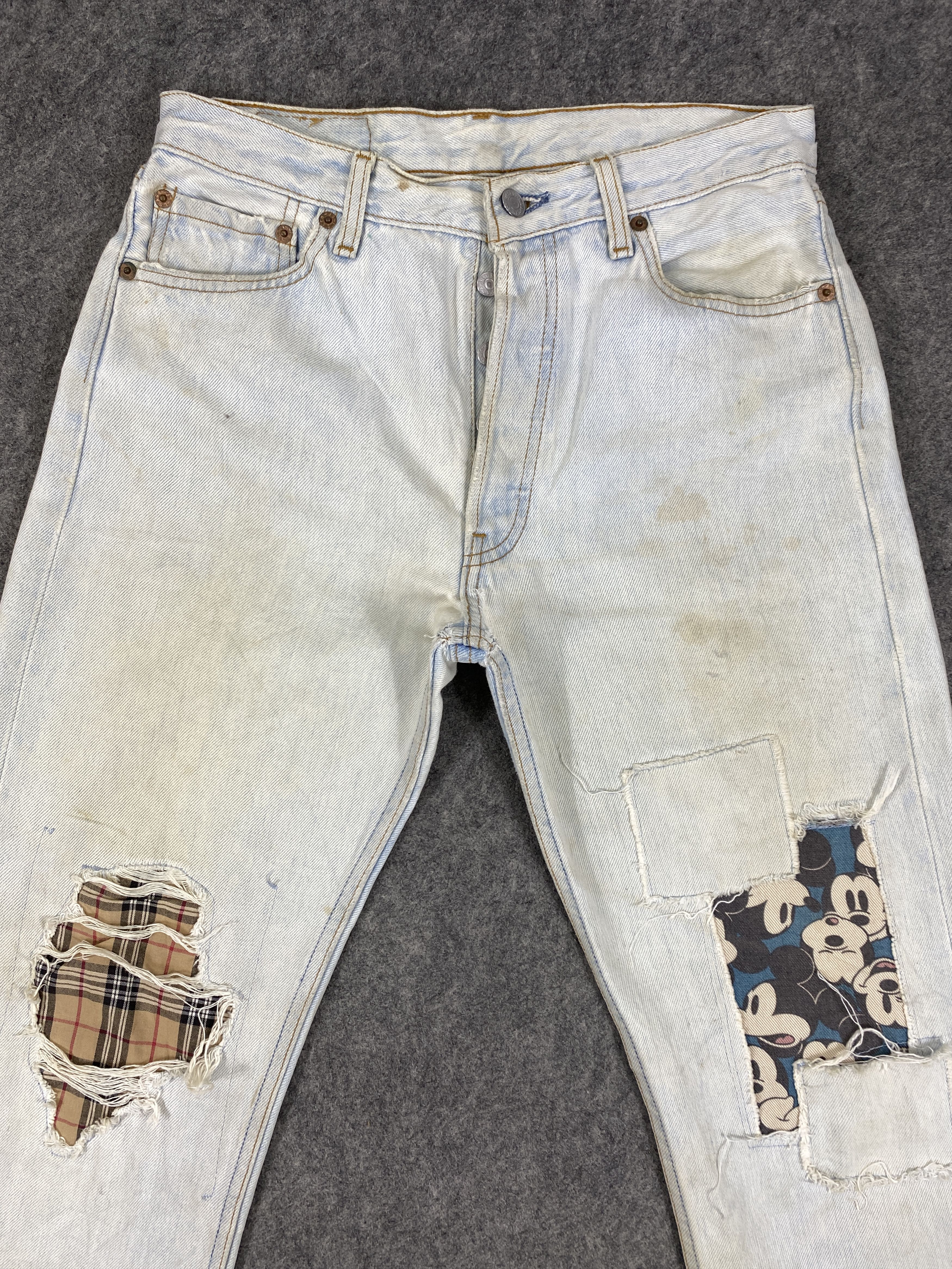 Levi's Light Blue Vintage Levis 501 Patchwork Jeans 29x28.5-JN3116 Size US 29 - 3 Thumbnail