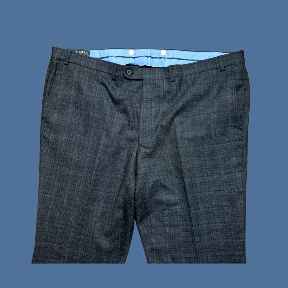 Jack Victor Jack Victor Dress Pants Mens 48 Gray Crew Pant Men 48X30 Wool Flex Light Grey black Plaid Size US 32 / EU 48 - 1 Thumbnail