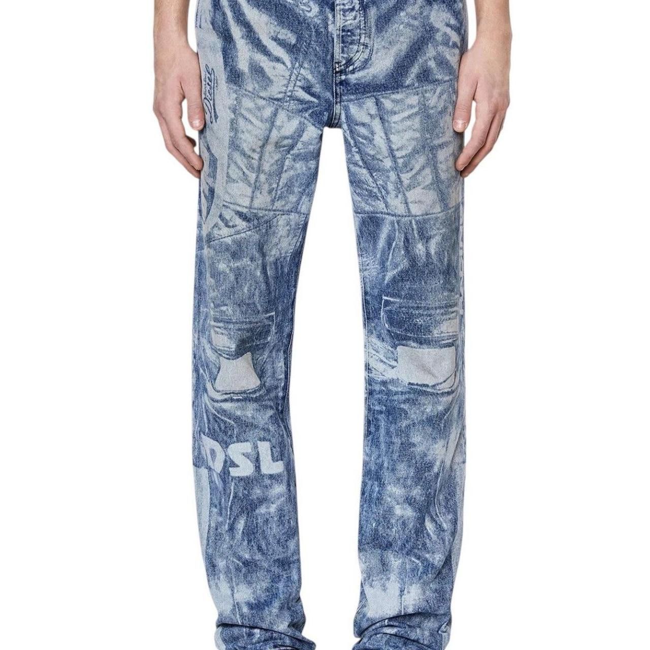 Diesel DIESEL laser-print straight-leg blue jeans Size US 27 - 8 Thumbnail