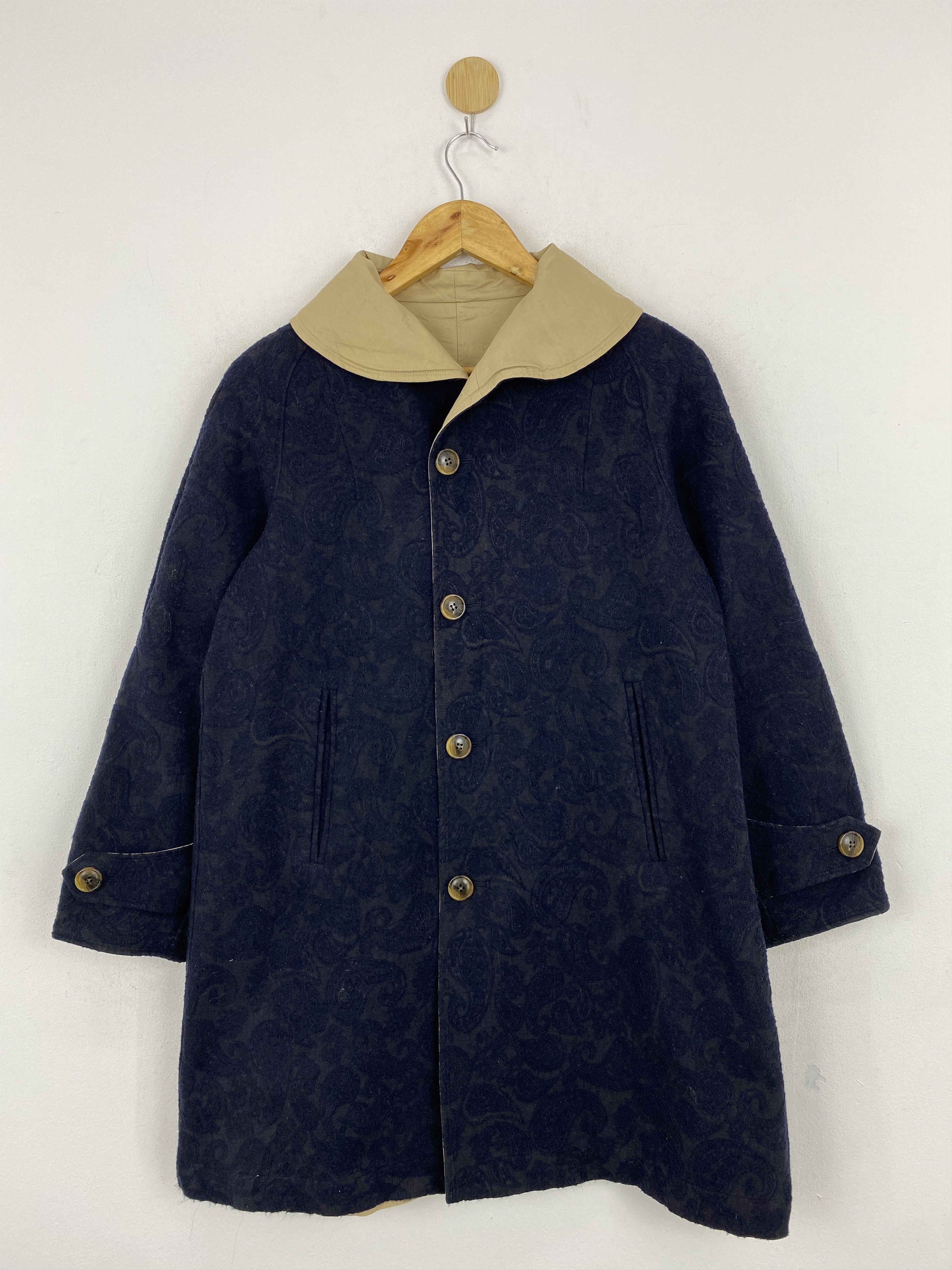 Vintage BEAMS Boy Reversible Paisley Long Coat JA0063