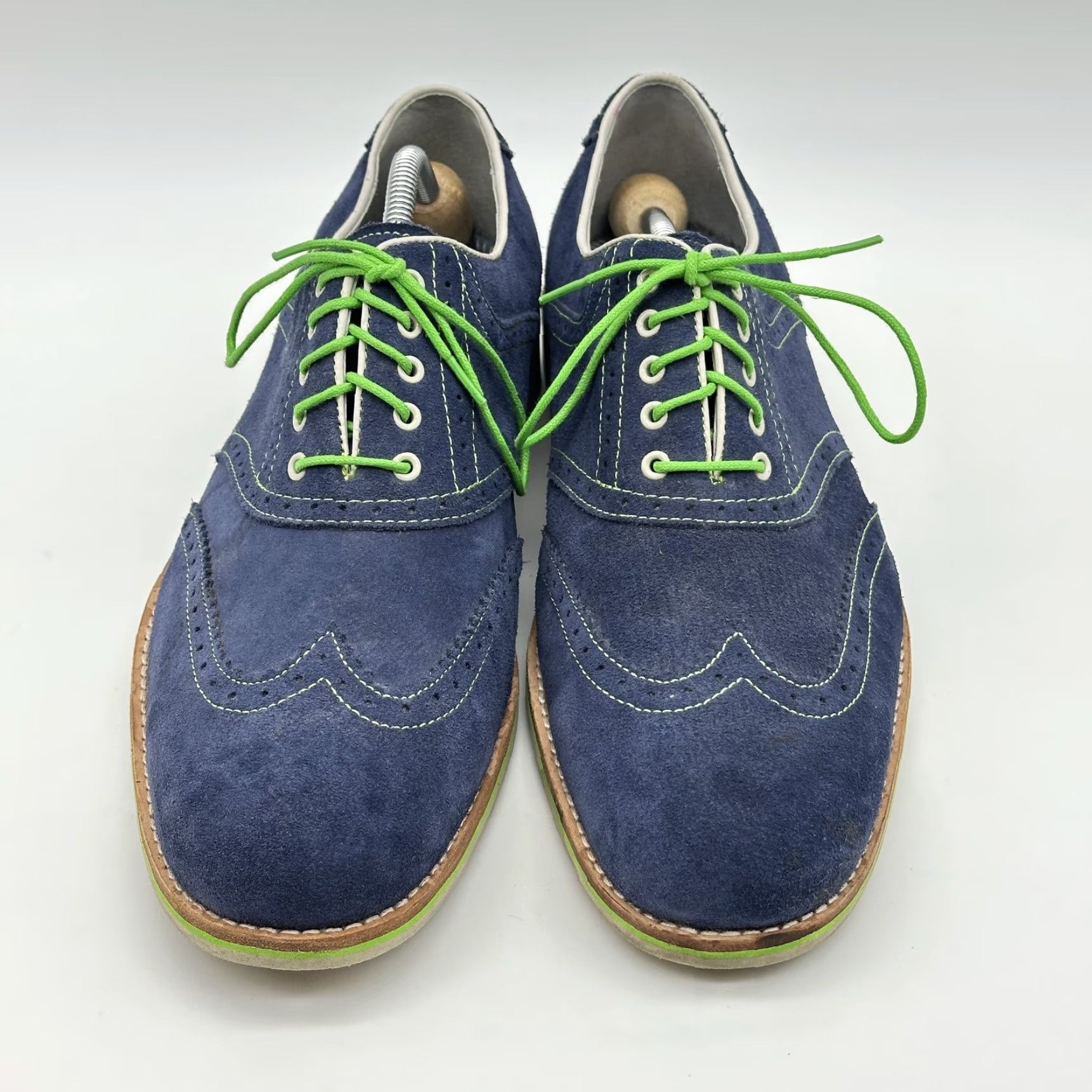 Johnston & Murphy Johnston & Murphy Mens 11 M Blue Suede Wingtip Derby Flex Oxford Shirt? Size US 11 / EU 44 - 6 Thumbnail