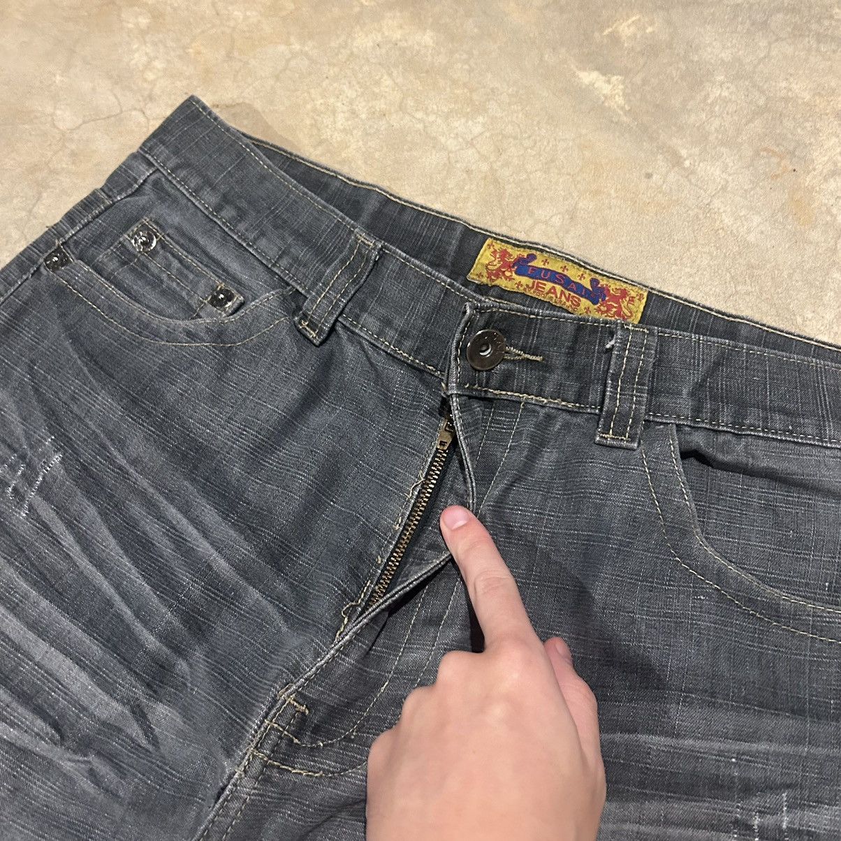 Affliction × Southpole × Vintage Crazy Vintage Y2K Embroidered Baggy Faded Jeans Cyber Size US 35 - 7 Thumbnail