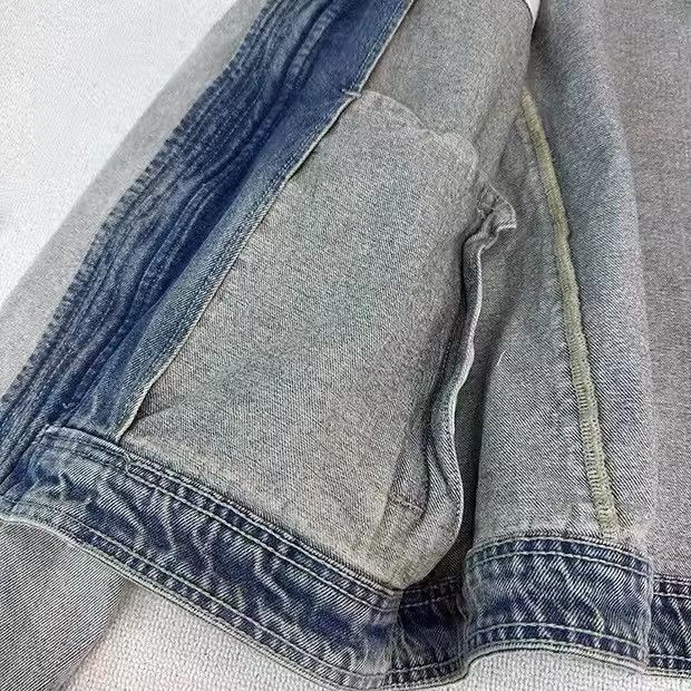 Japanese Brand × Vintage Collarless wash denim motorcycle jacket Size US M / EU 48-50 / 2 - 8 Thumbnail