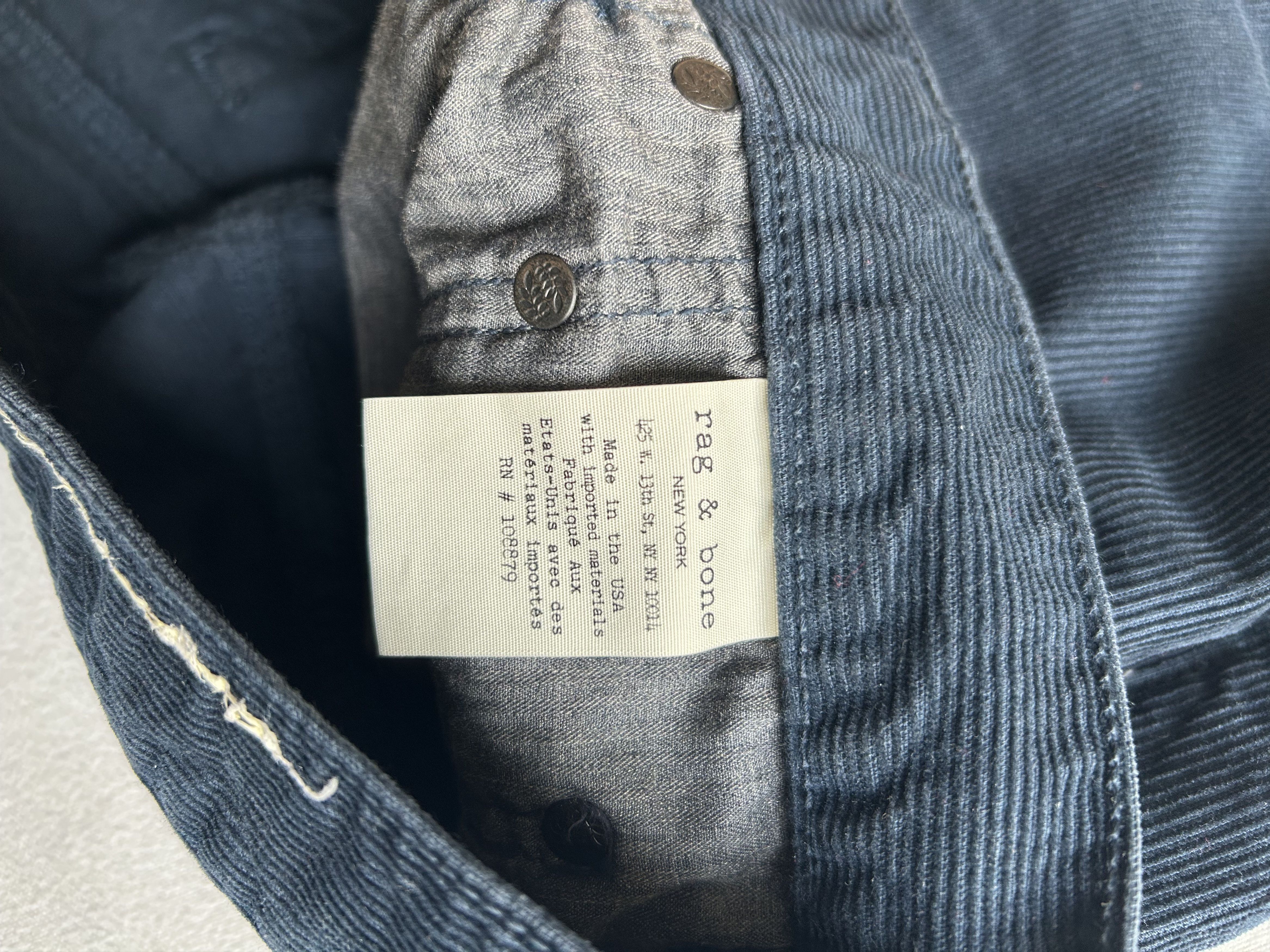Rag & Bone Rag and Bone Slimfit Size 2 Blue Navy Corderoy Jeans Size US 30 / EU 46 - 14 Thumbnail